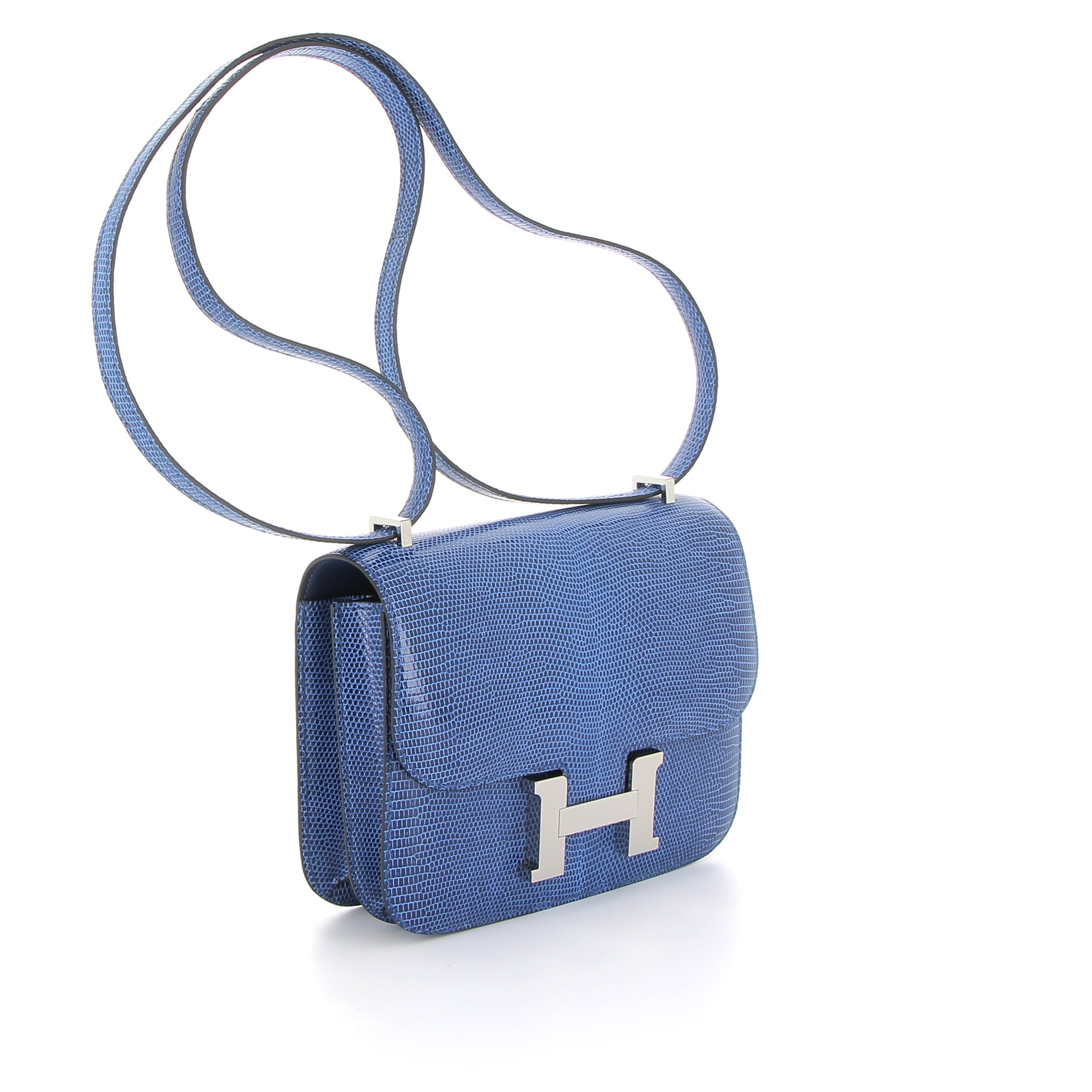HERMES Constance 18 Bleu Saphir Lézard