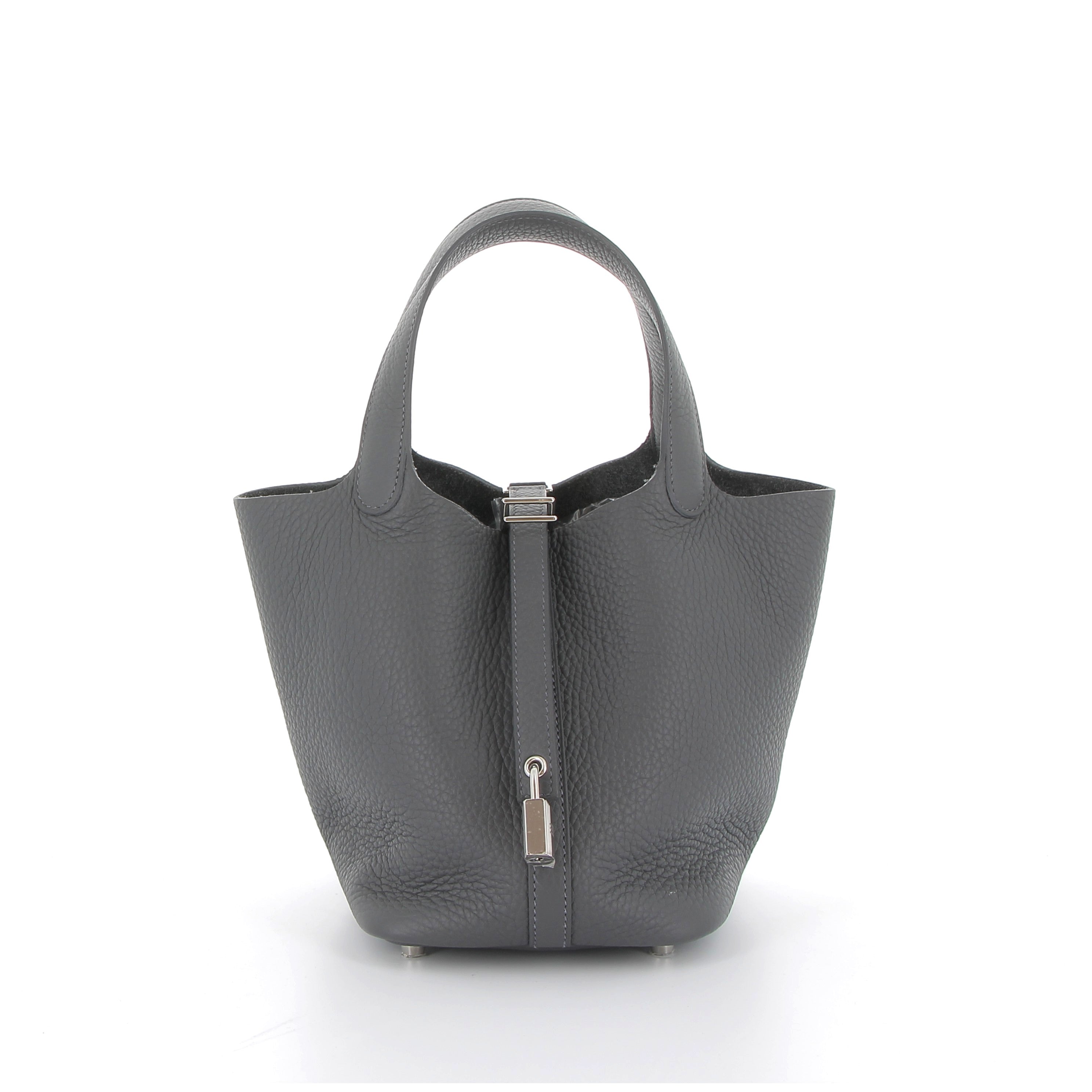 HERMES Picotin 18 Ardoise Taurillon Clemence Finition Palladié