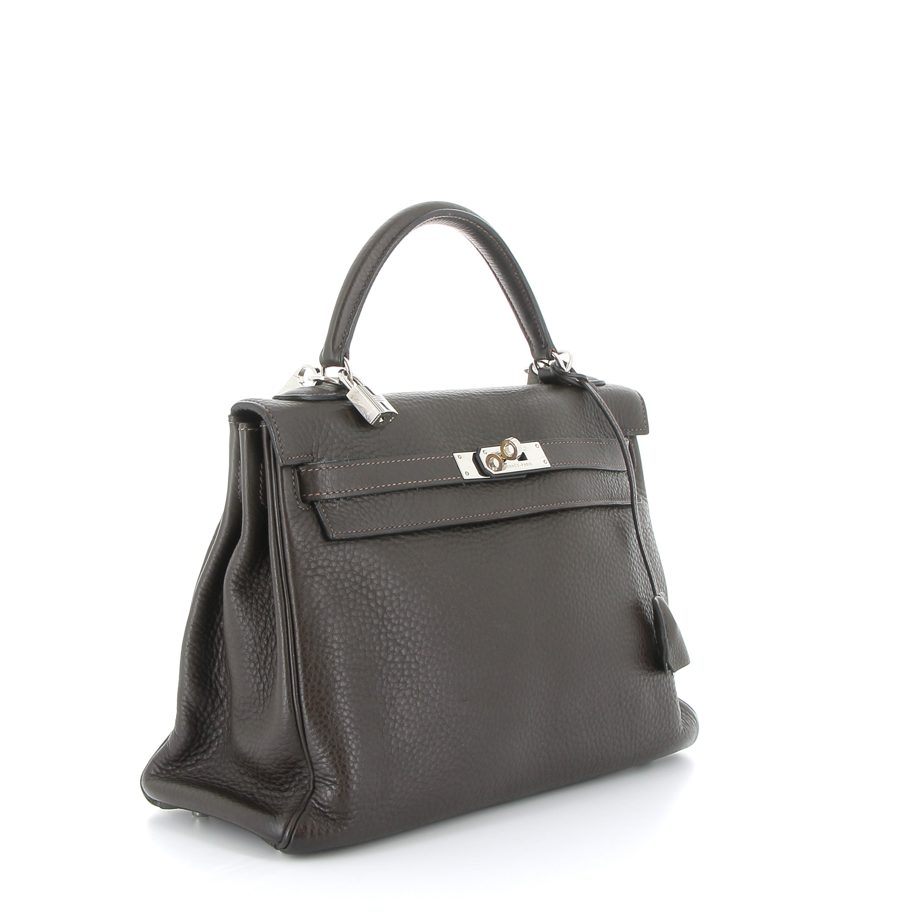 HERMES Kelly 32 Chocolat Taurillon Clémence