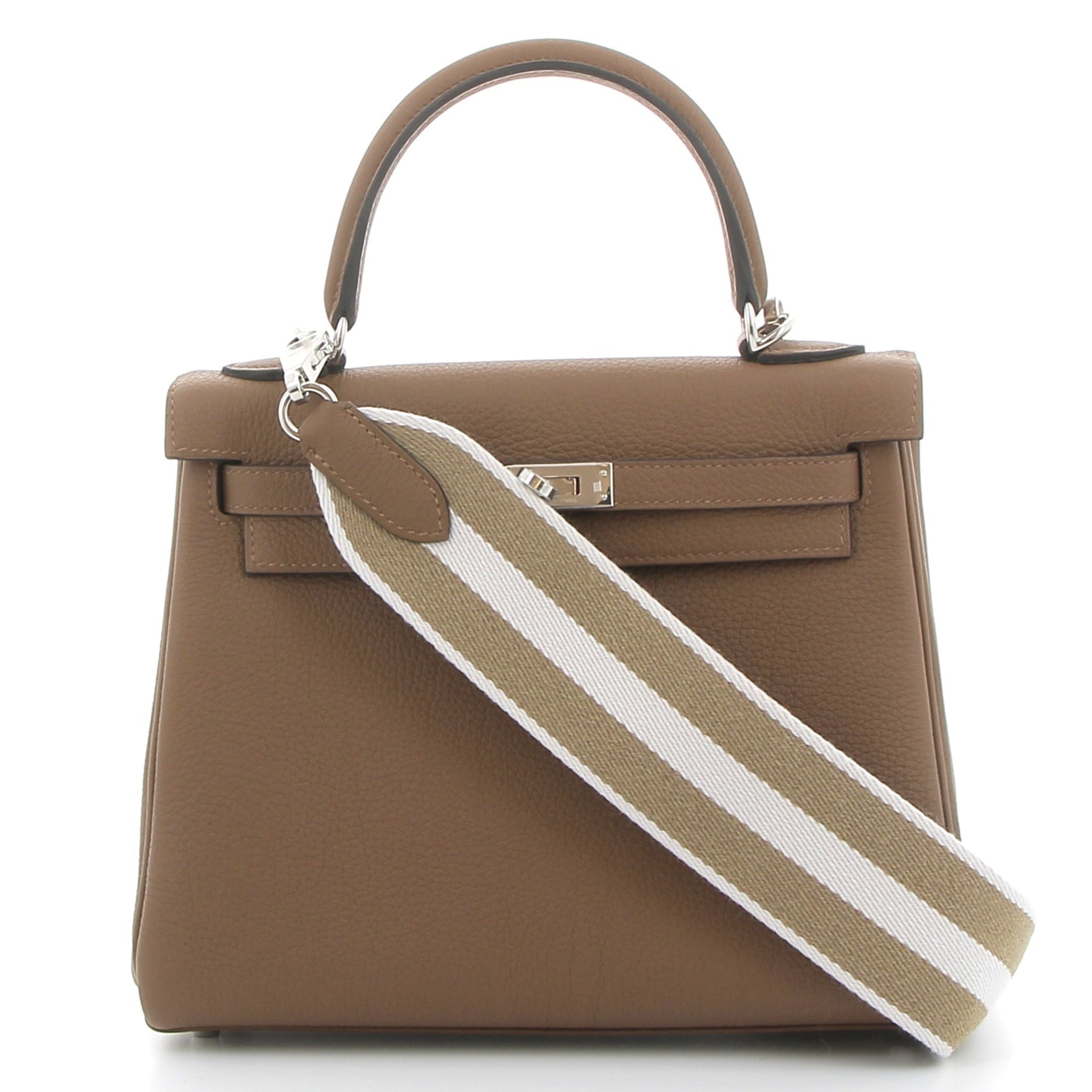HERMES Kelly 25 Alezan 2 en 1 Strap Beige Marfa Togo Finition Palladié