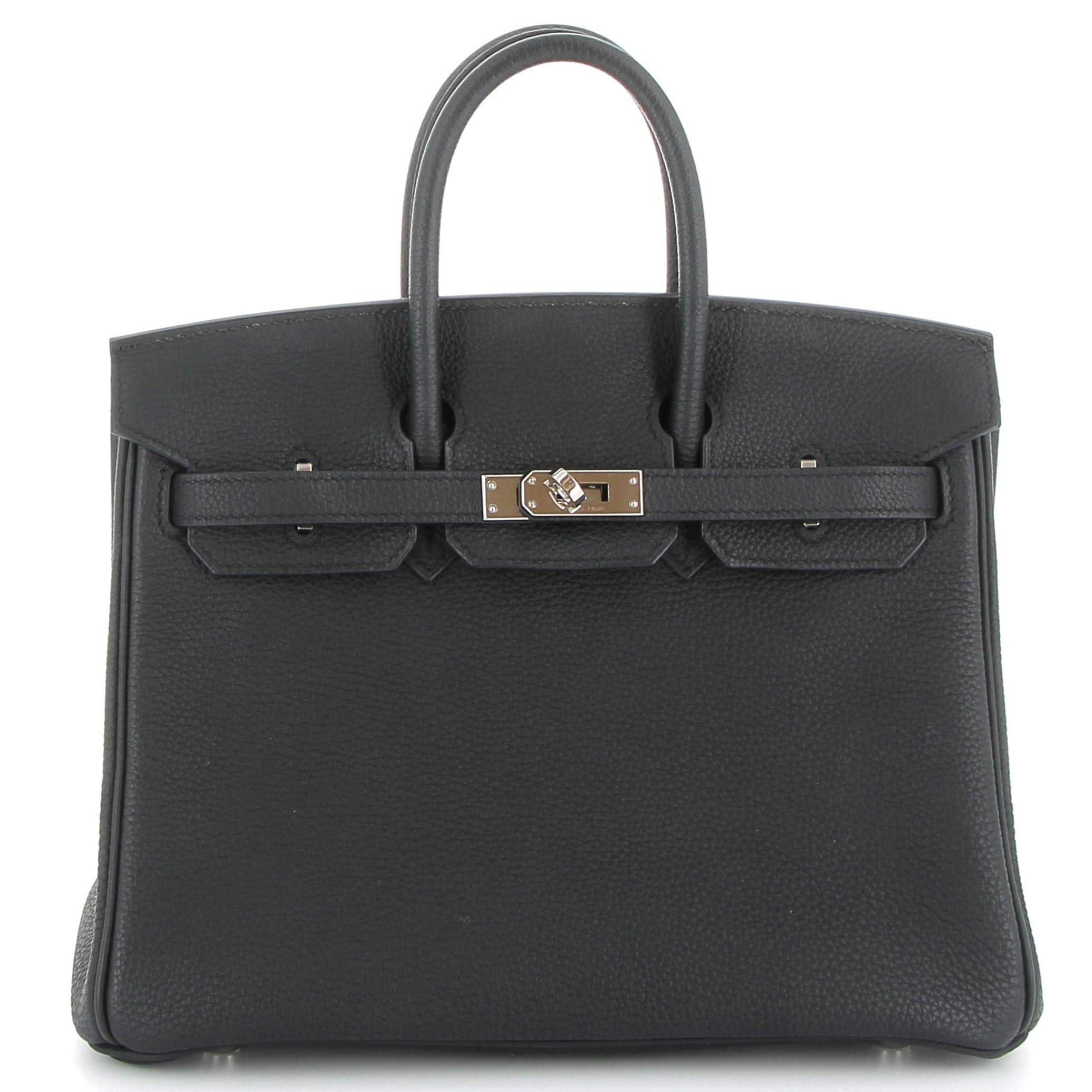 HERMÈS Birkin 25 Noir Togo Finition Palladié
