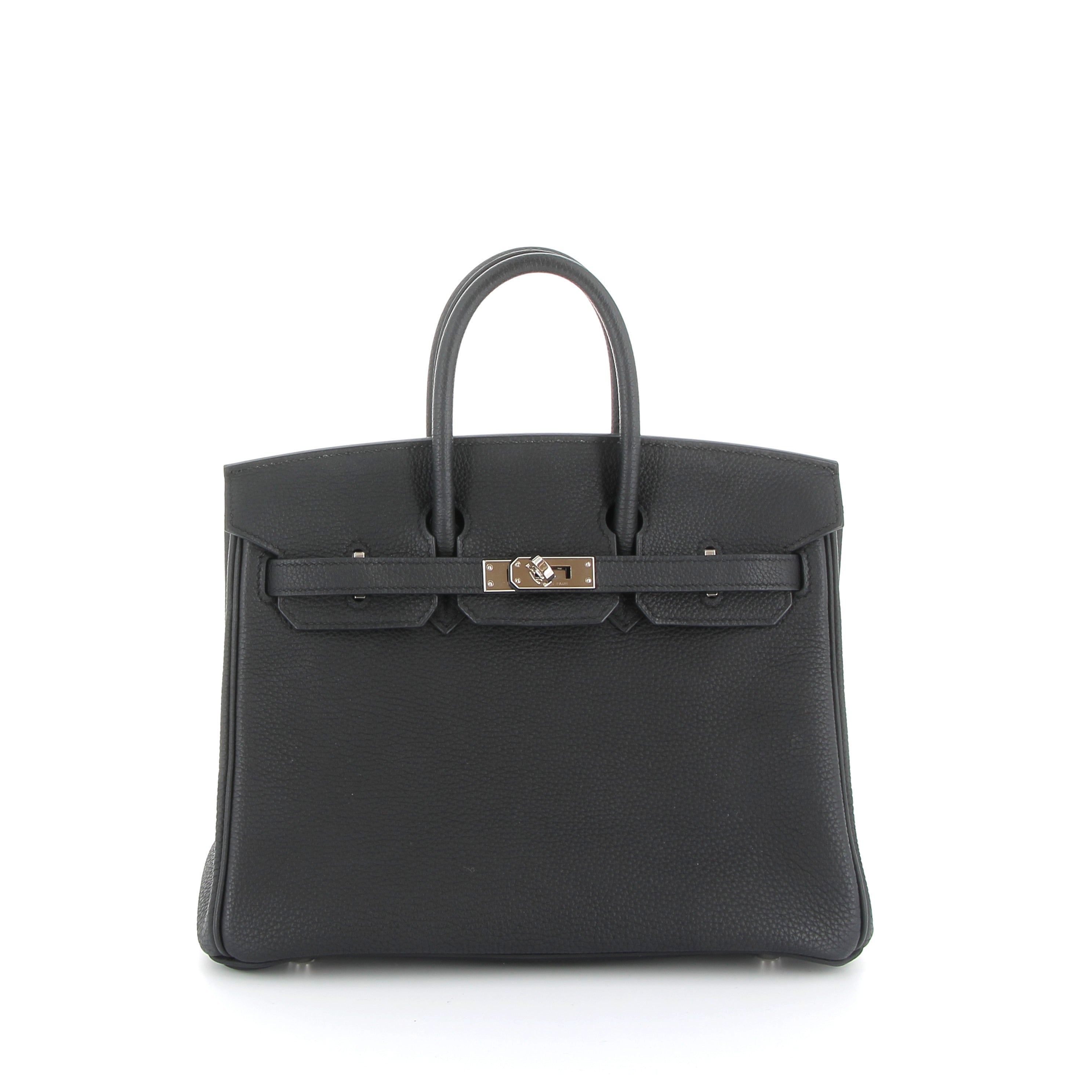 HERMÈS Birkin 25 Noir Togo Finition Palladié