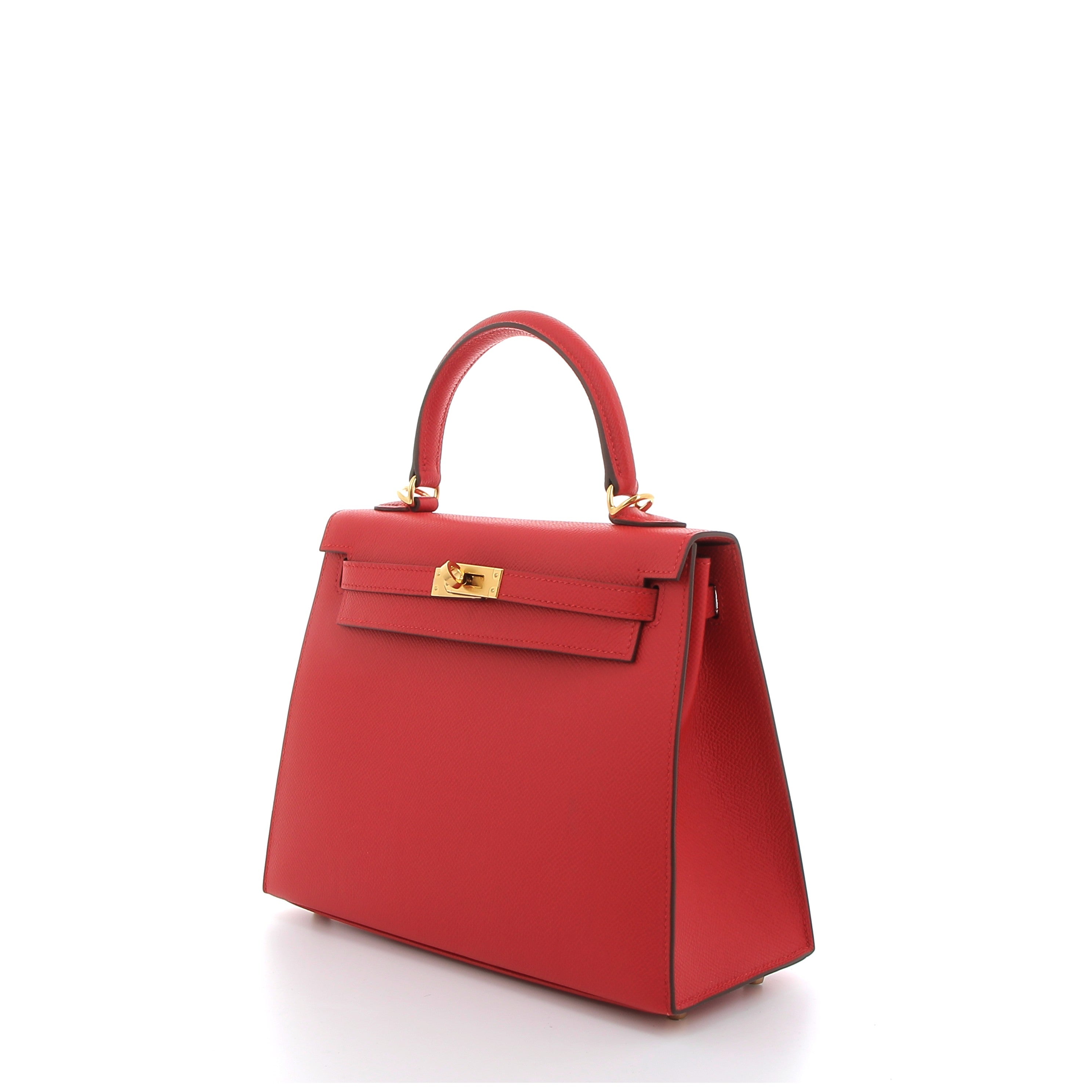 HERMES Kelly 25 Rouge Radieux Epsom Finition Or