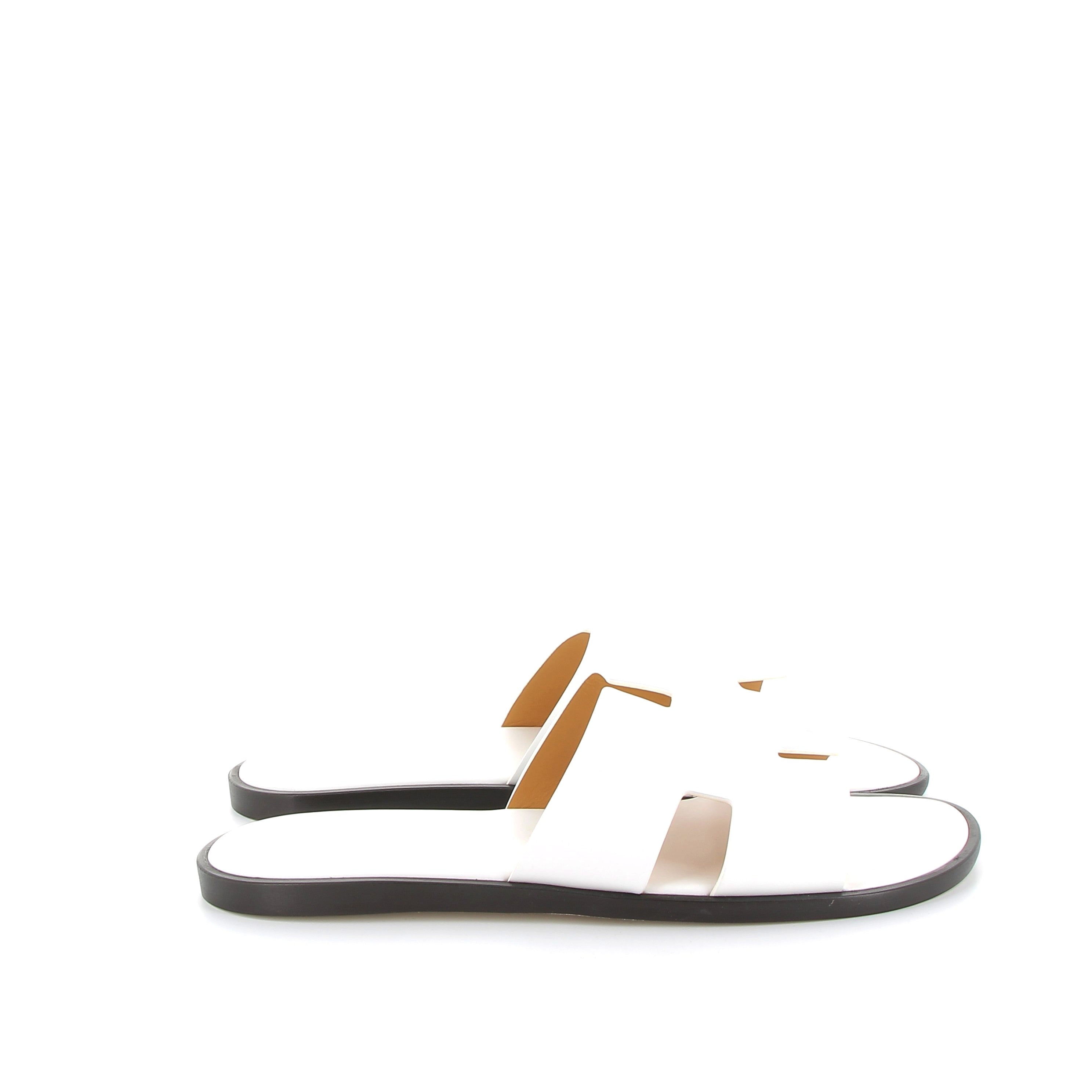 HERMES Sandales Izmir Blanches Cuir Swift
