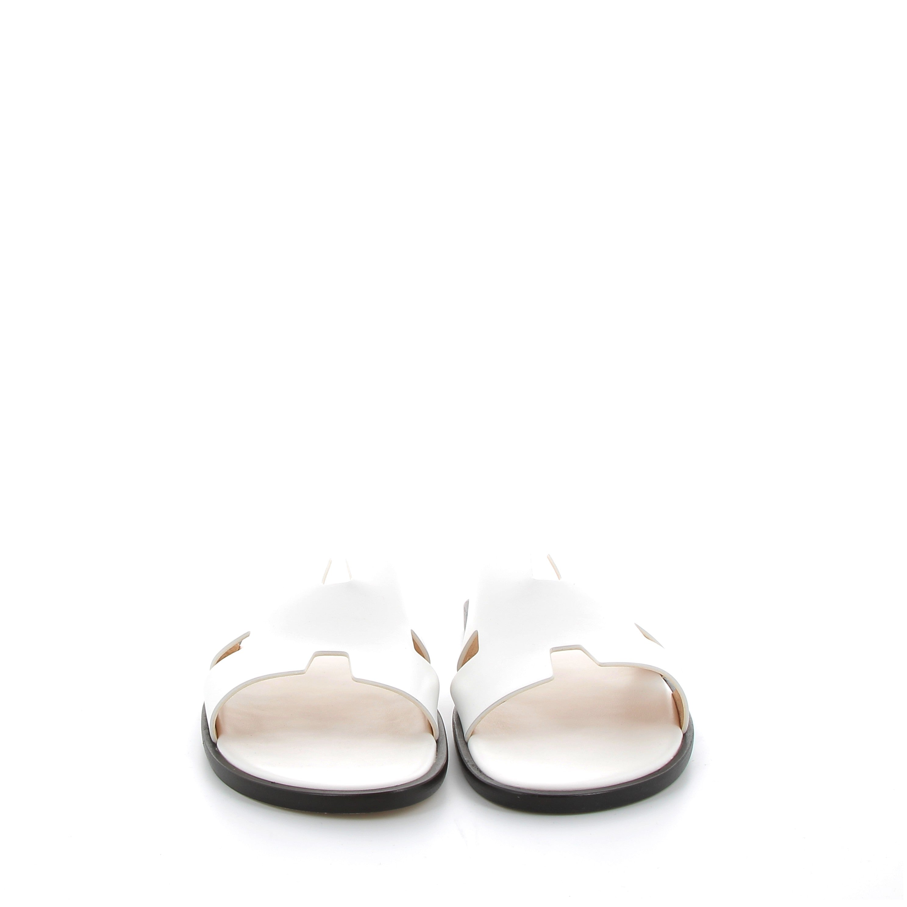 HERMES Sandales Izmir Blanches Cuir Swift
