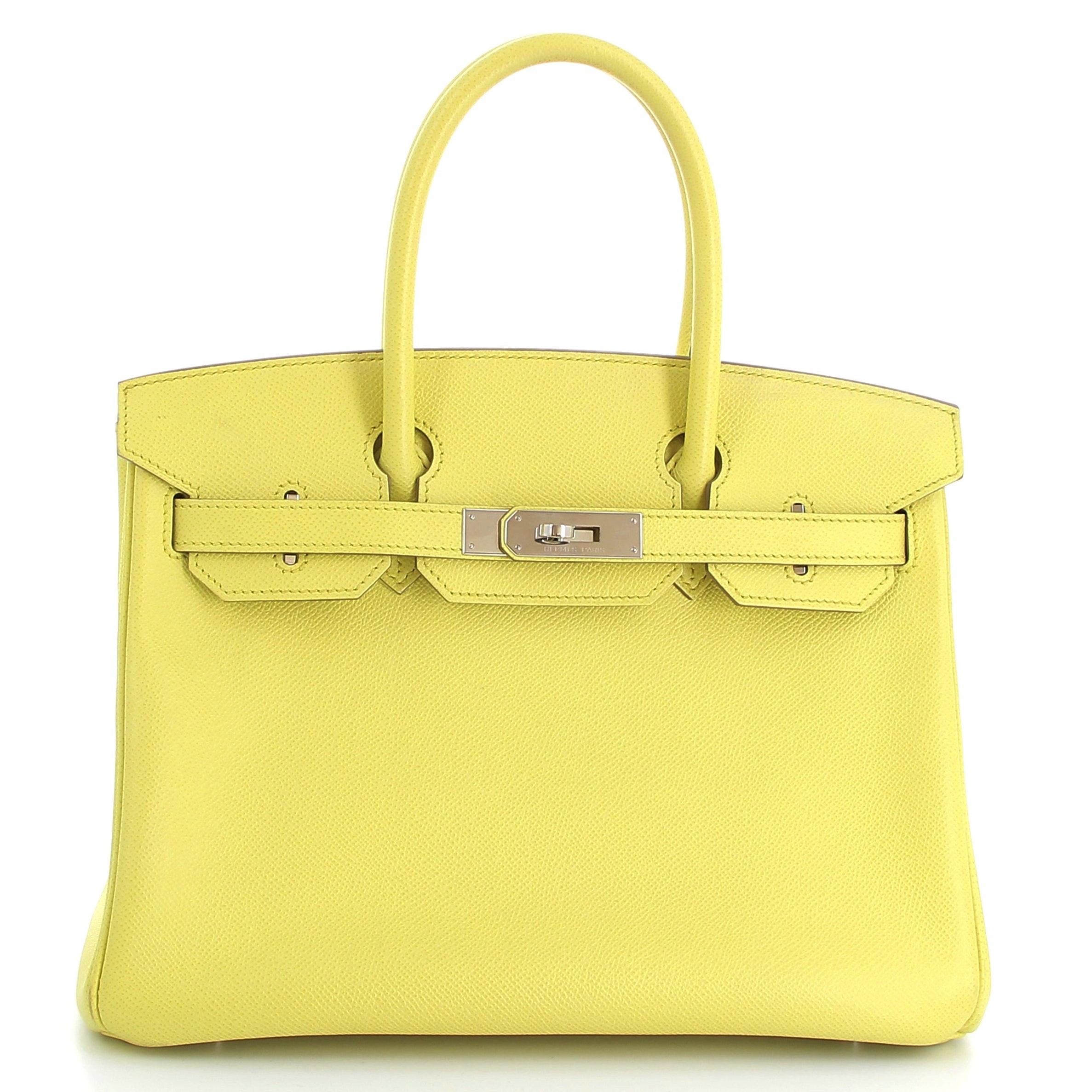 HERMES Birkin 30 Lime Epsom Finition Palladié
