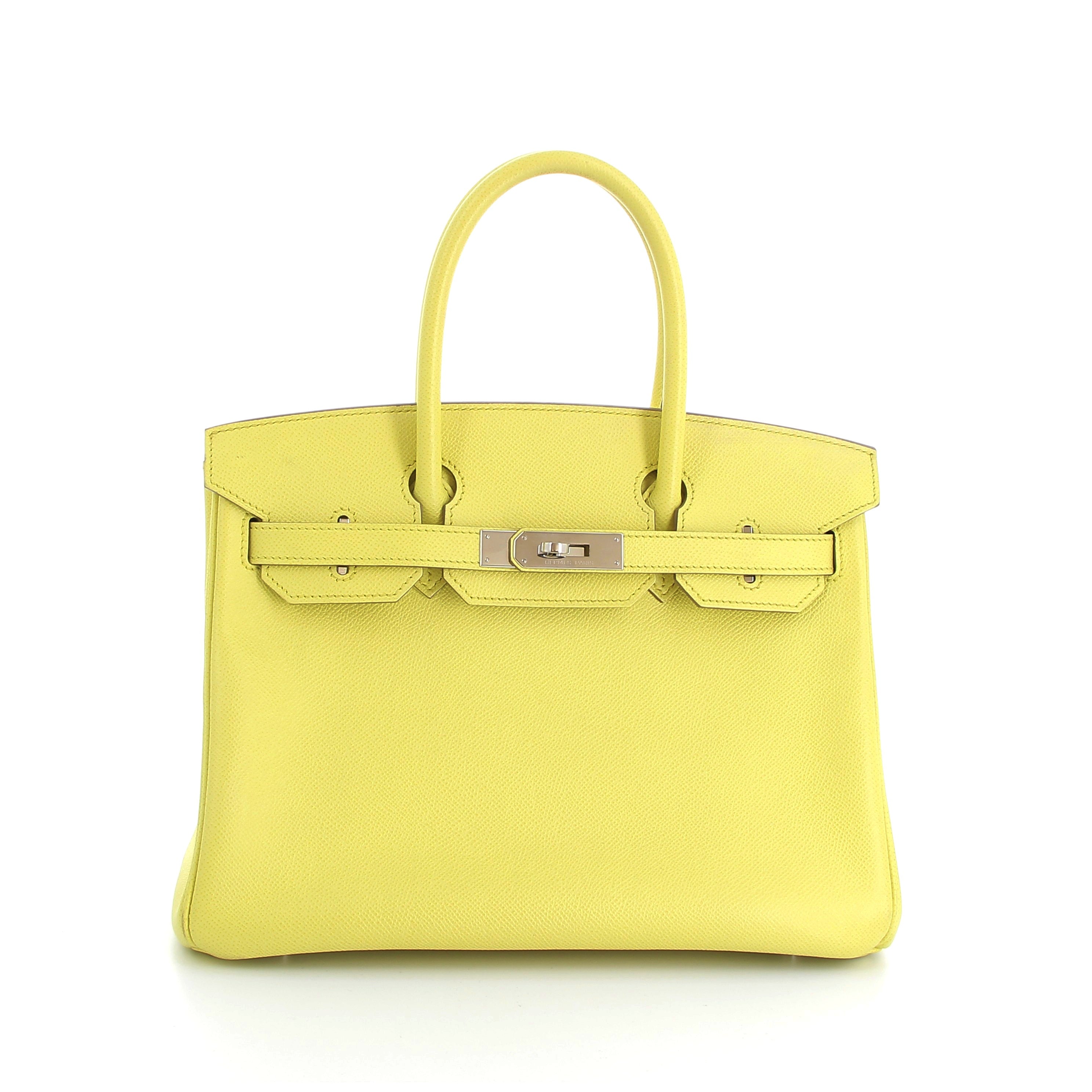 HERMES Birkin 30 Lime Epsom Finition Palladié