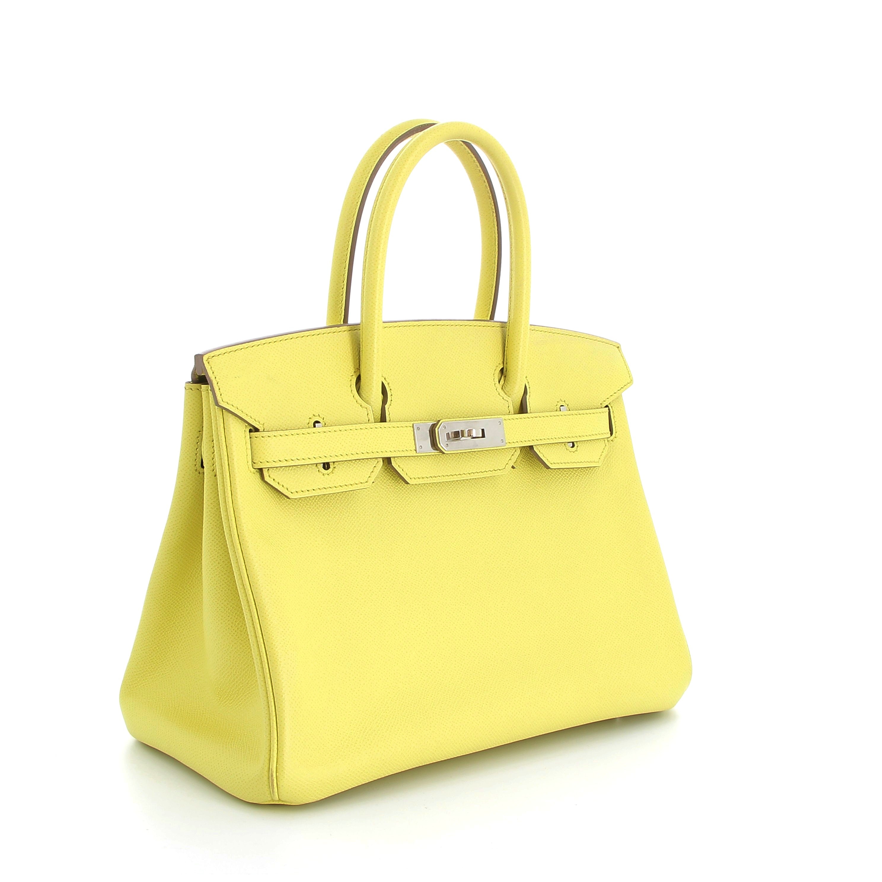 HERMES Birkin 30 Lime Epsom Finition Palladié