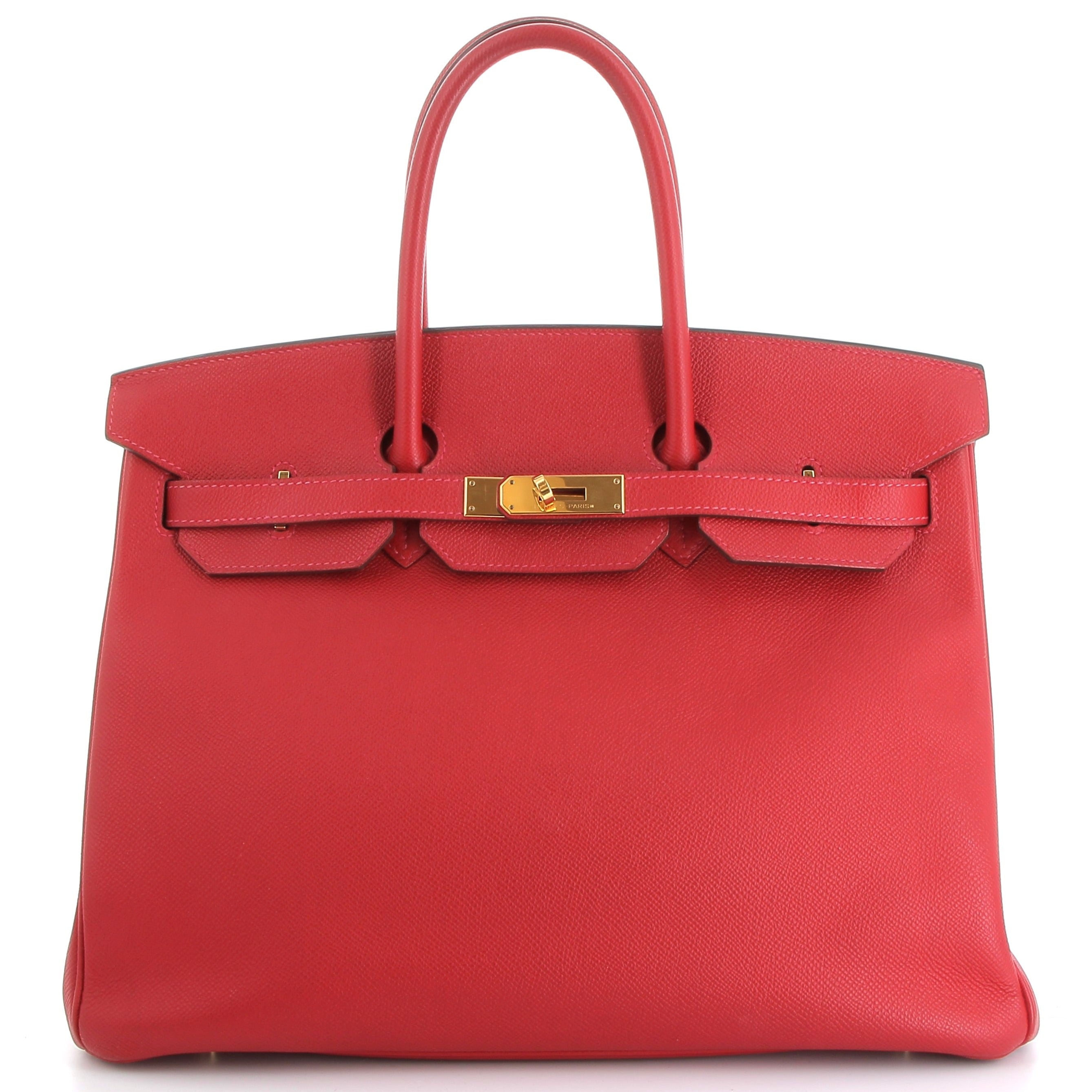 HERMES Preowned Birkin 35 Rouge Casaque Epsom Finition Dorée