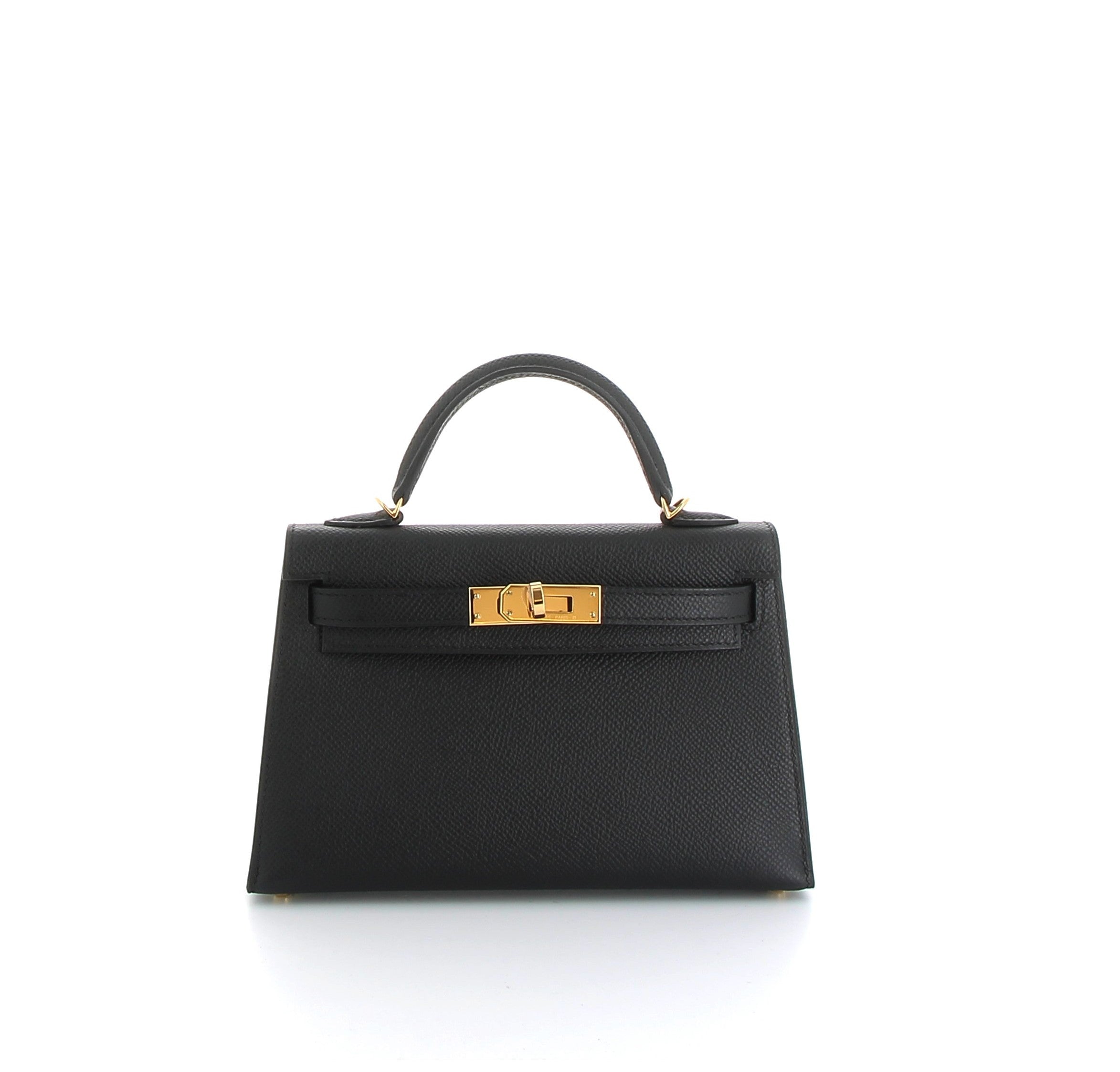 Kelly 20 Noir Epsom Finition Or Jaune