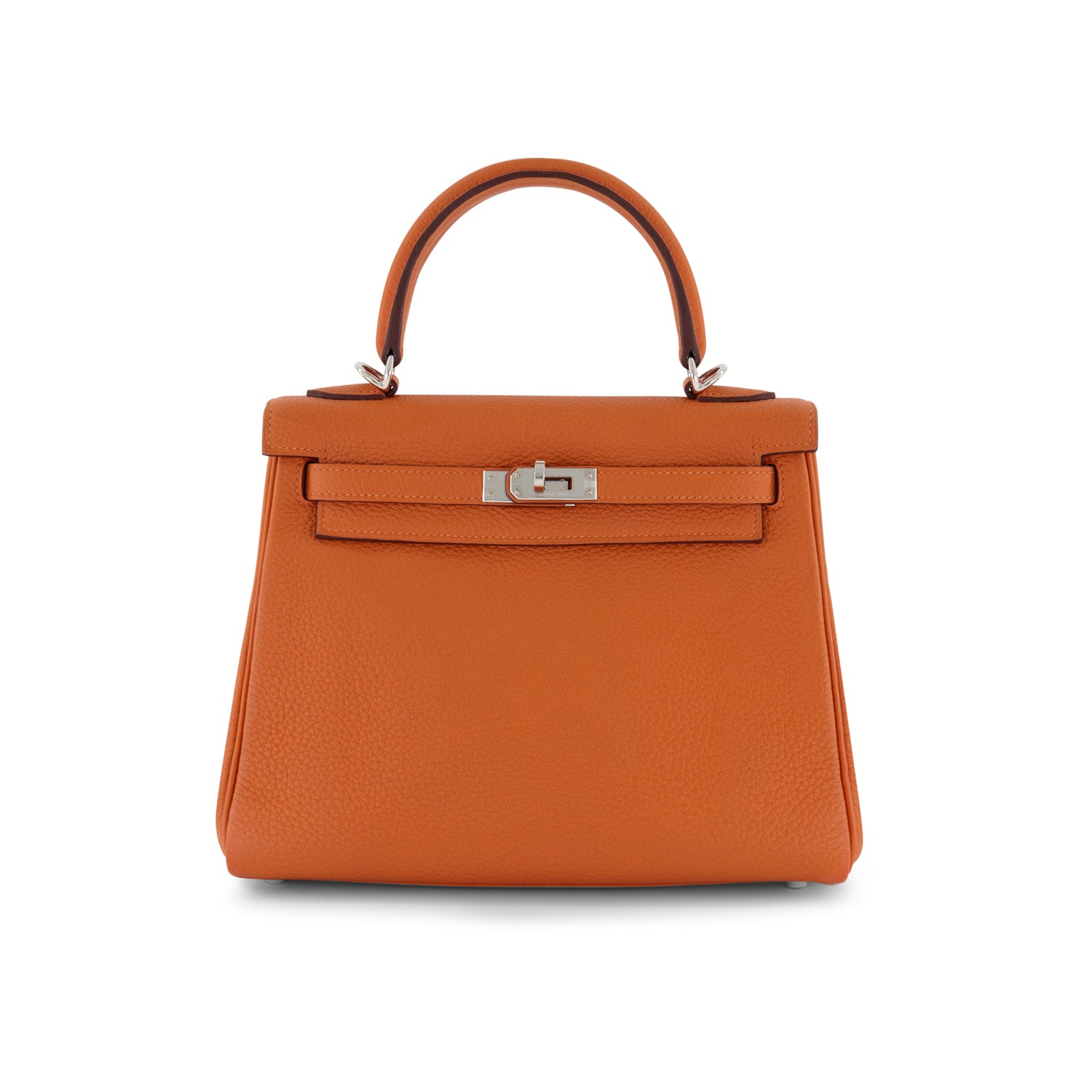 HERMES Kelly 25 Orange Togo Finition Palladié
