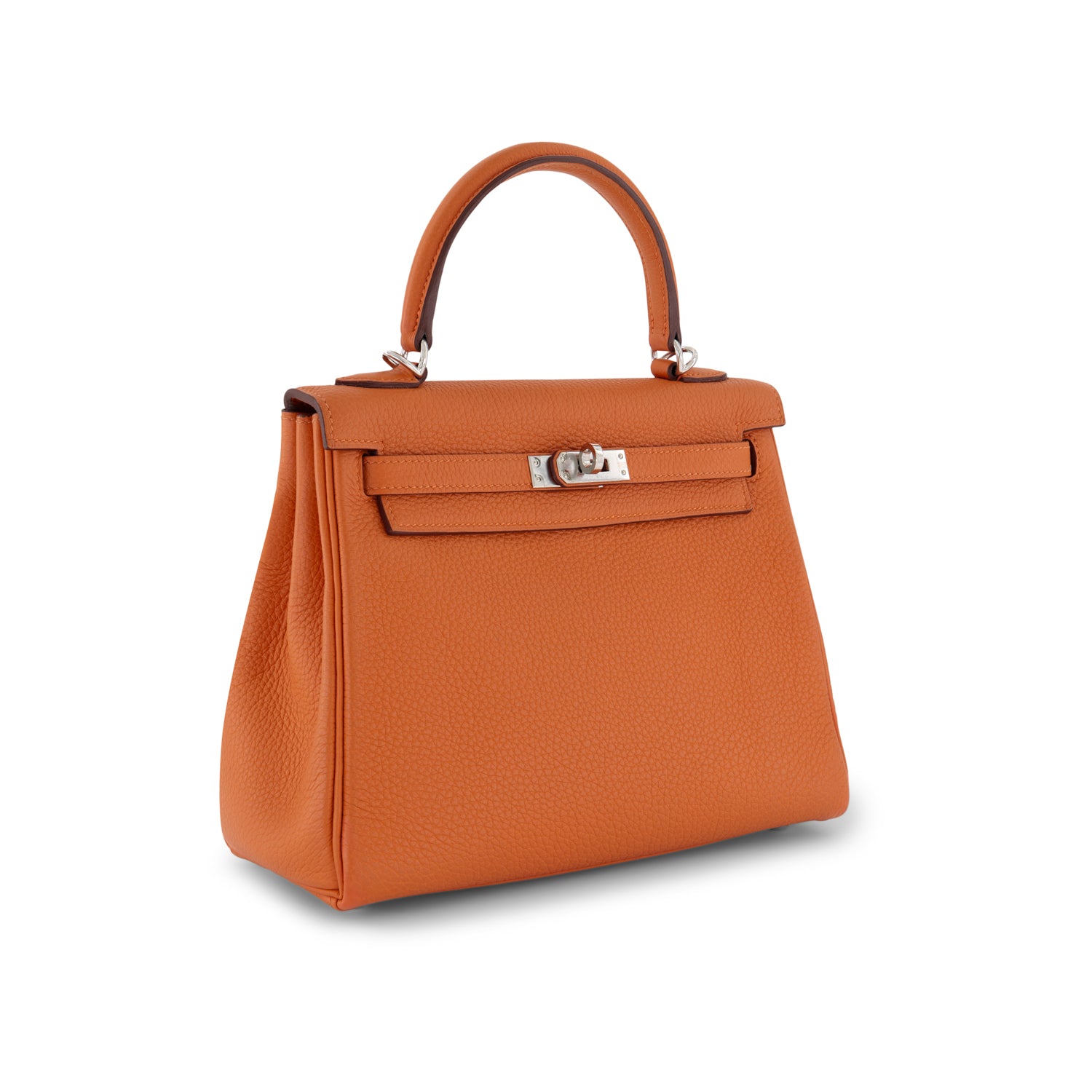 HERMES Kelly 25 Orange Togo Finition Palladié
