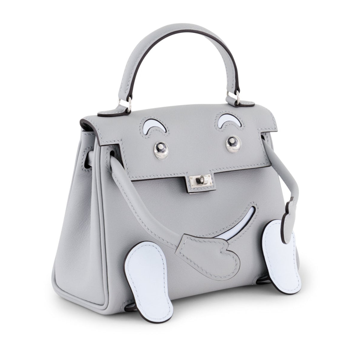 HERMÈS Kelly Doll Bleu Glacier/Bleu Brume Cuir Swift Finition Palladié