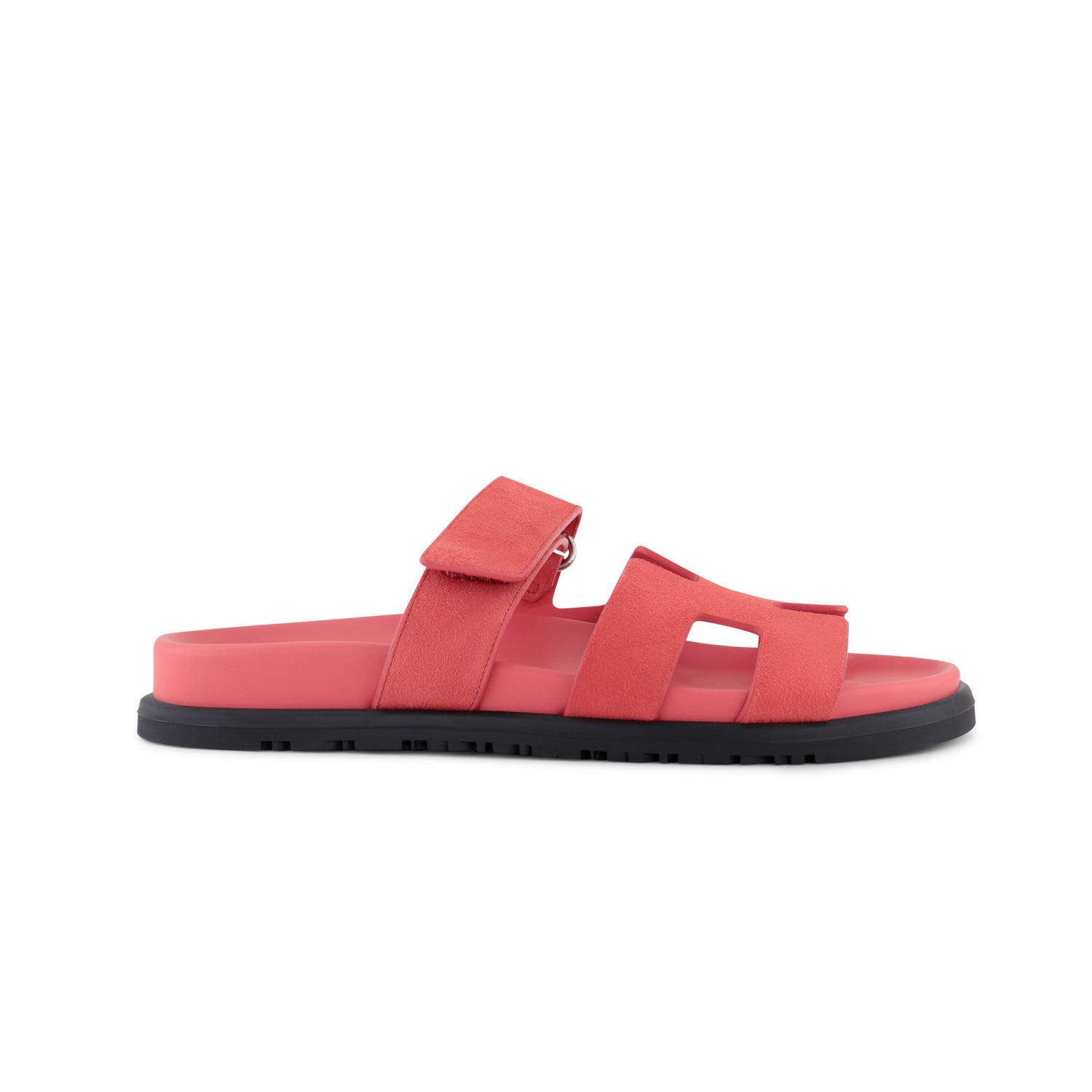 HERMÈS Chypre Sandals Rose Vermillion Goat Velvet