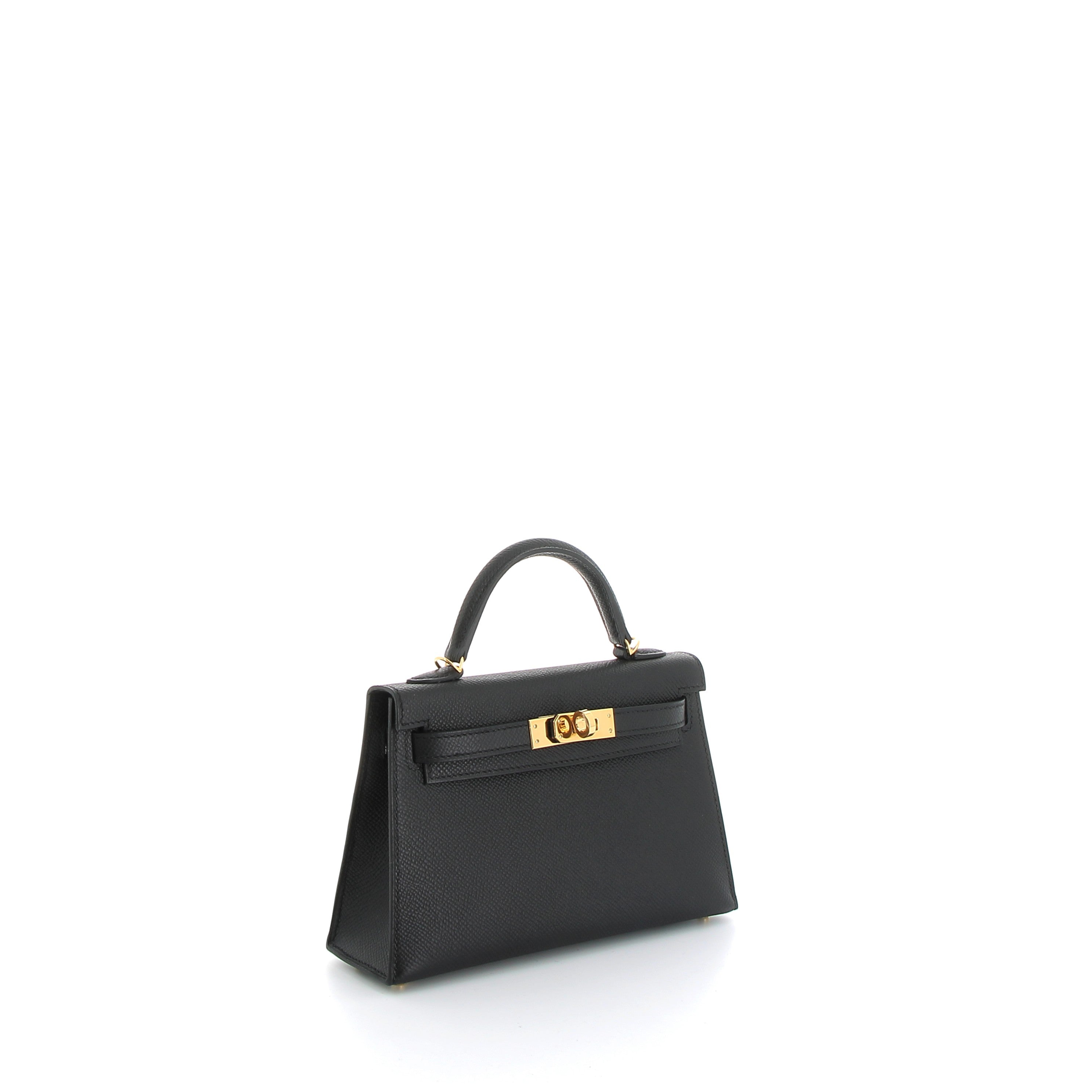 HERMES Kelly 20 Noir Epsom Finition Or Jaune