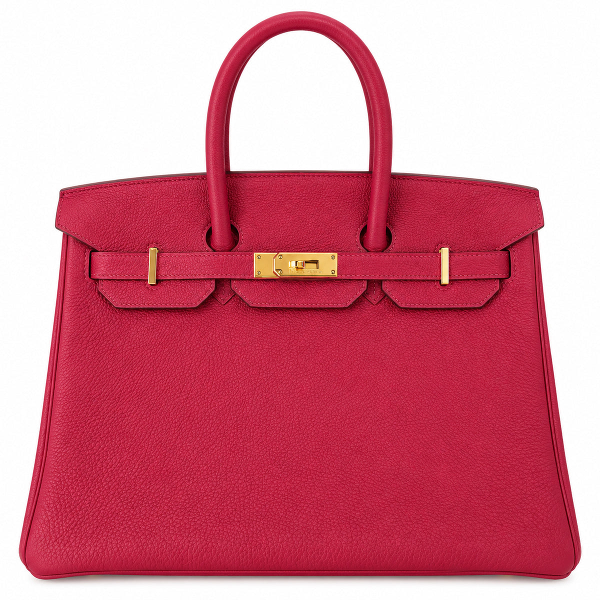 HERMÈS BIRKIN 35 TOGO ROUGE VIF FINITION OR JAUNE