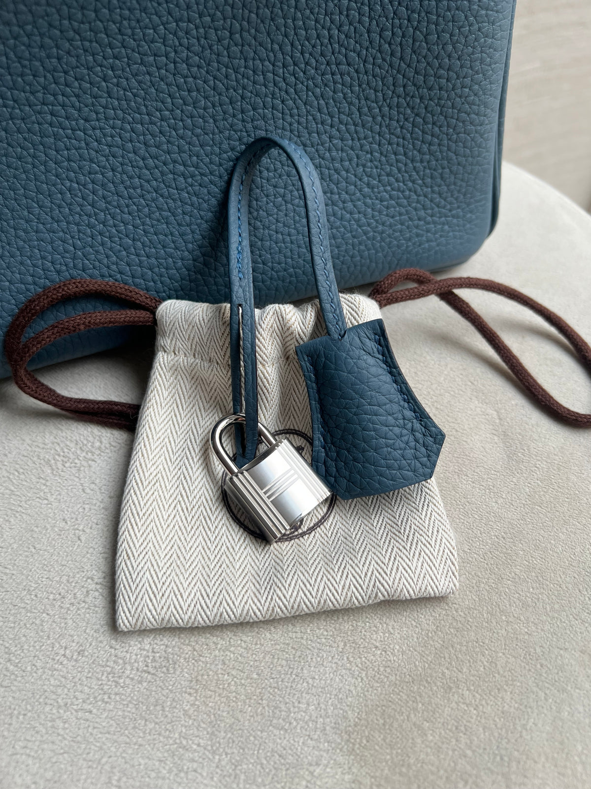 HERMÈS BIRKIN 25 BLEU TEMPÊTE TOGO FINITION PALLADIUM