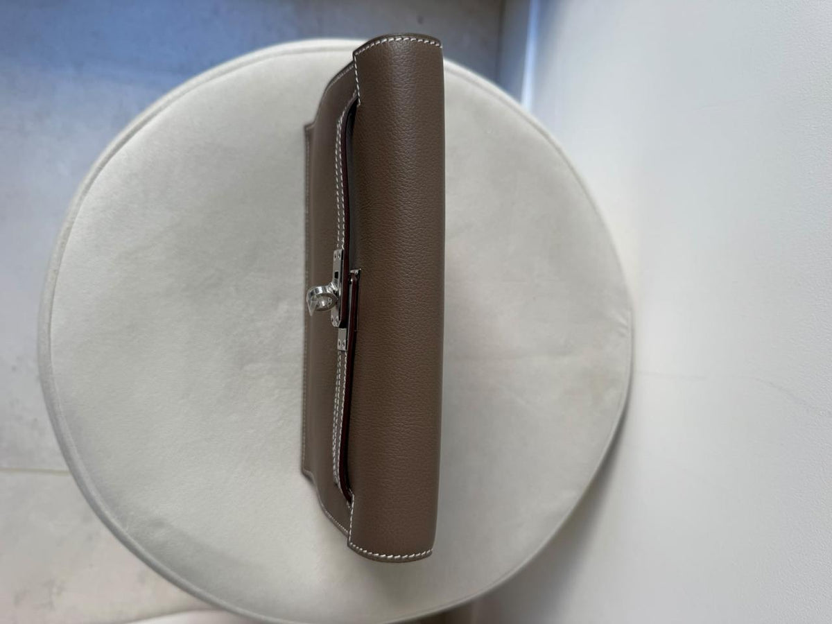 HERMÈS KELLY DANSE ÉTOUPE EVERCOLOR FINITION PALLADIUM
