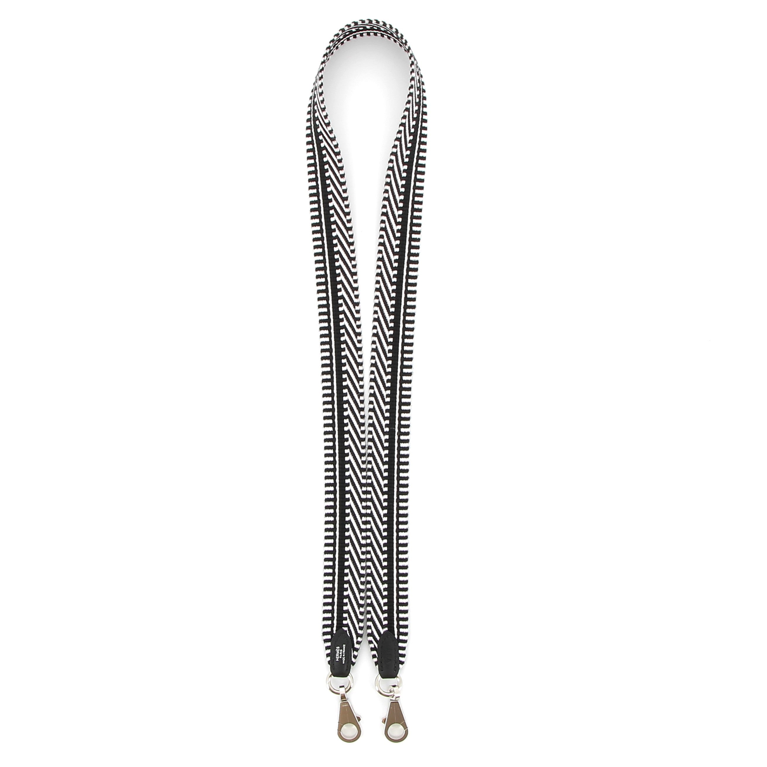 HERMES Bandoulière Sangle Cordage Blanc/Noir