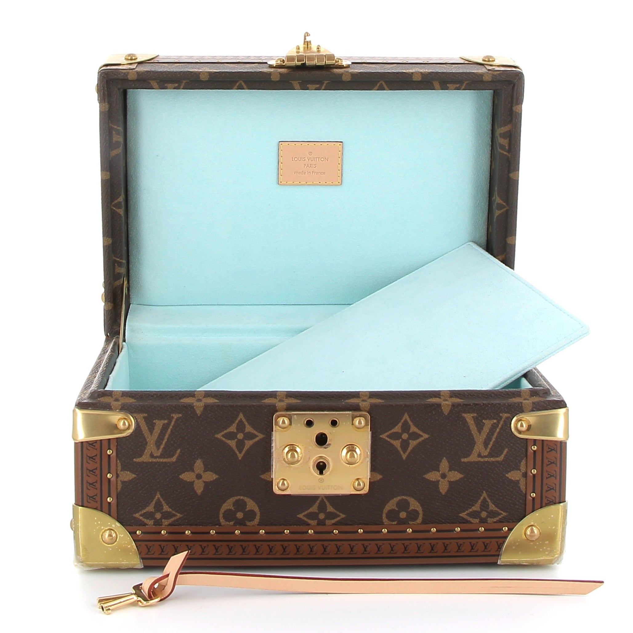 LOUIS VUITTON Malle Coffret Trésor 24 Bleu Lagon Toile Monogram