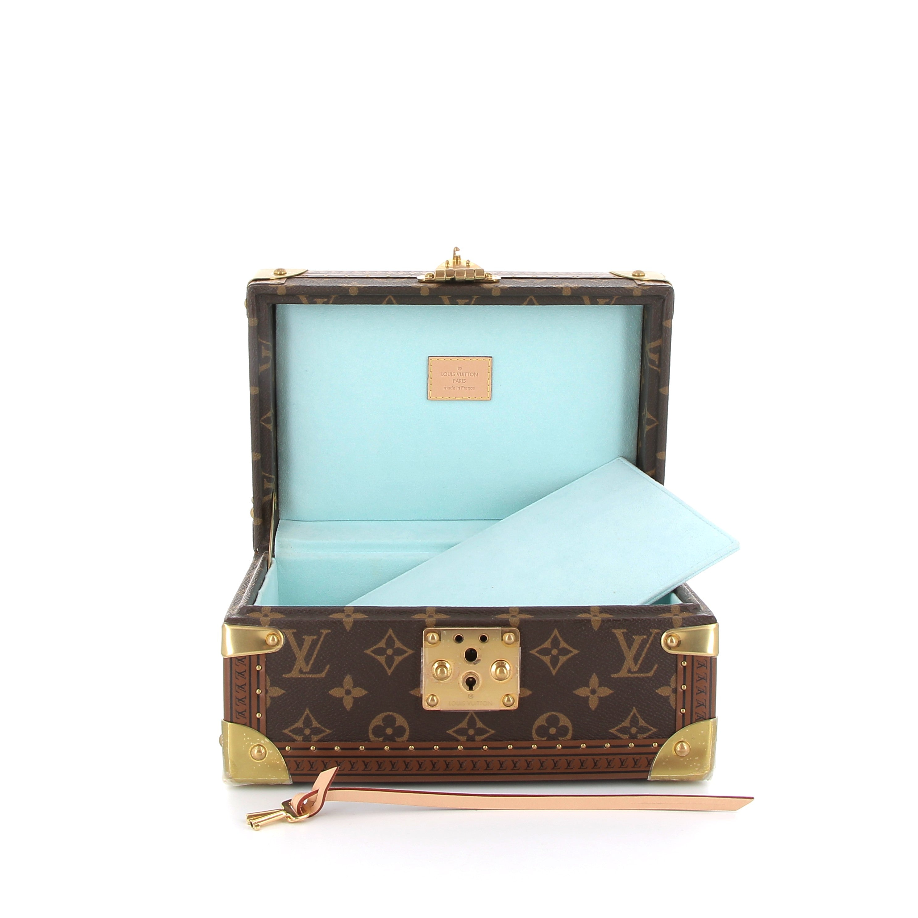 LOUIS VUITTON Malle Coffret Trésor 24 Bleu Lagon Toile Monogram
