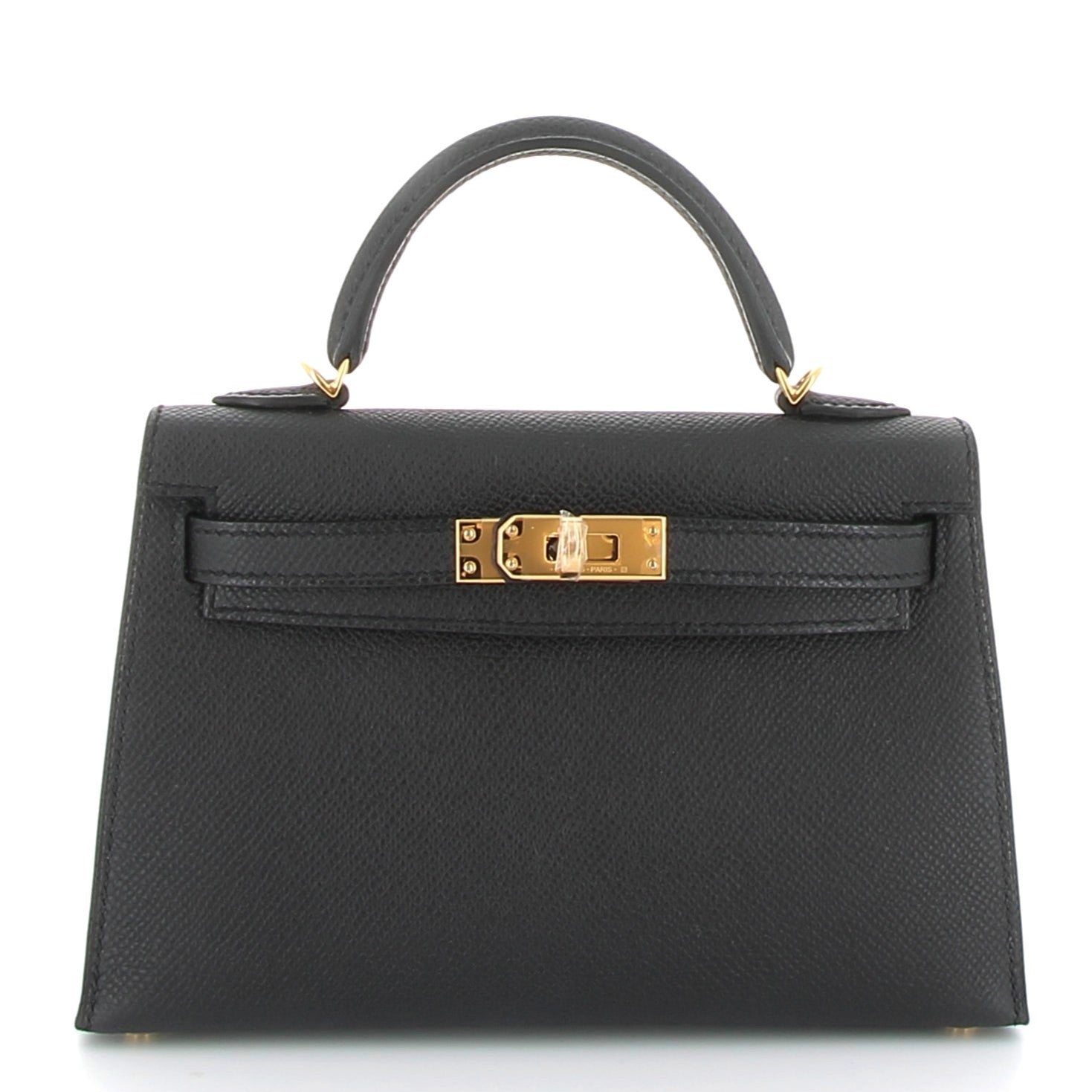 HERMES Kelly 20 Noir Epsom Finition Or Jaune