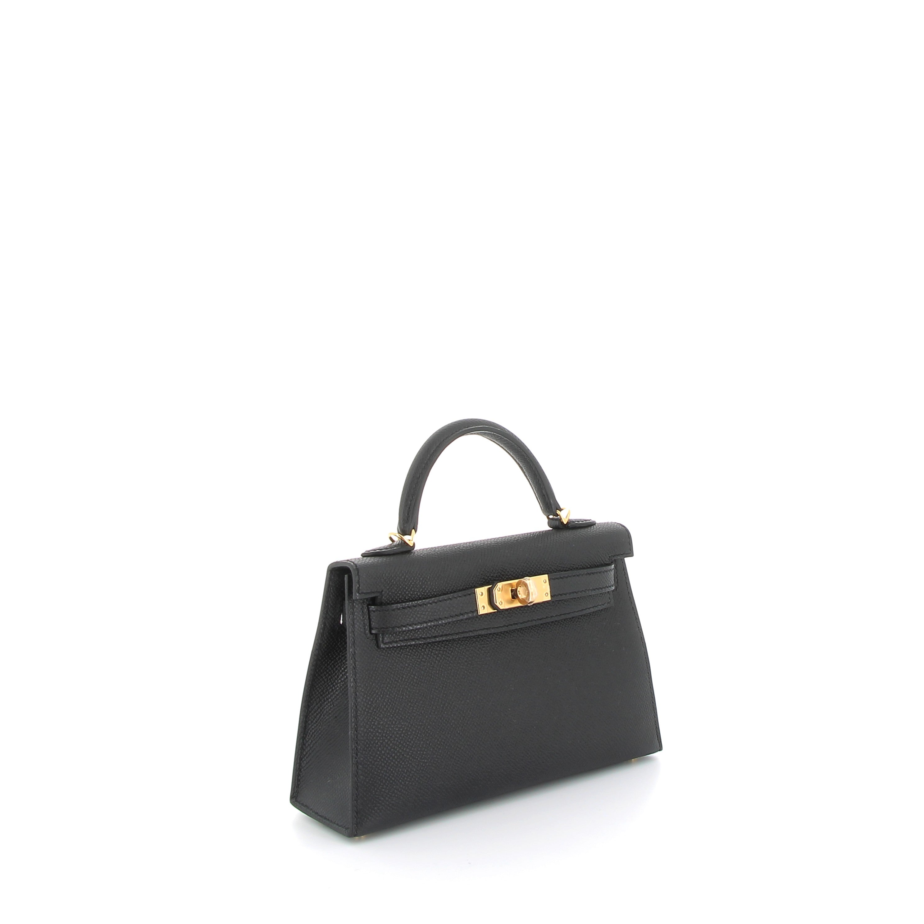 HERMES Kelly 20 Noir Epsom Finition Or Jaune