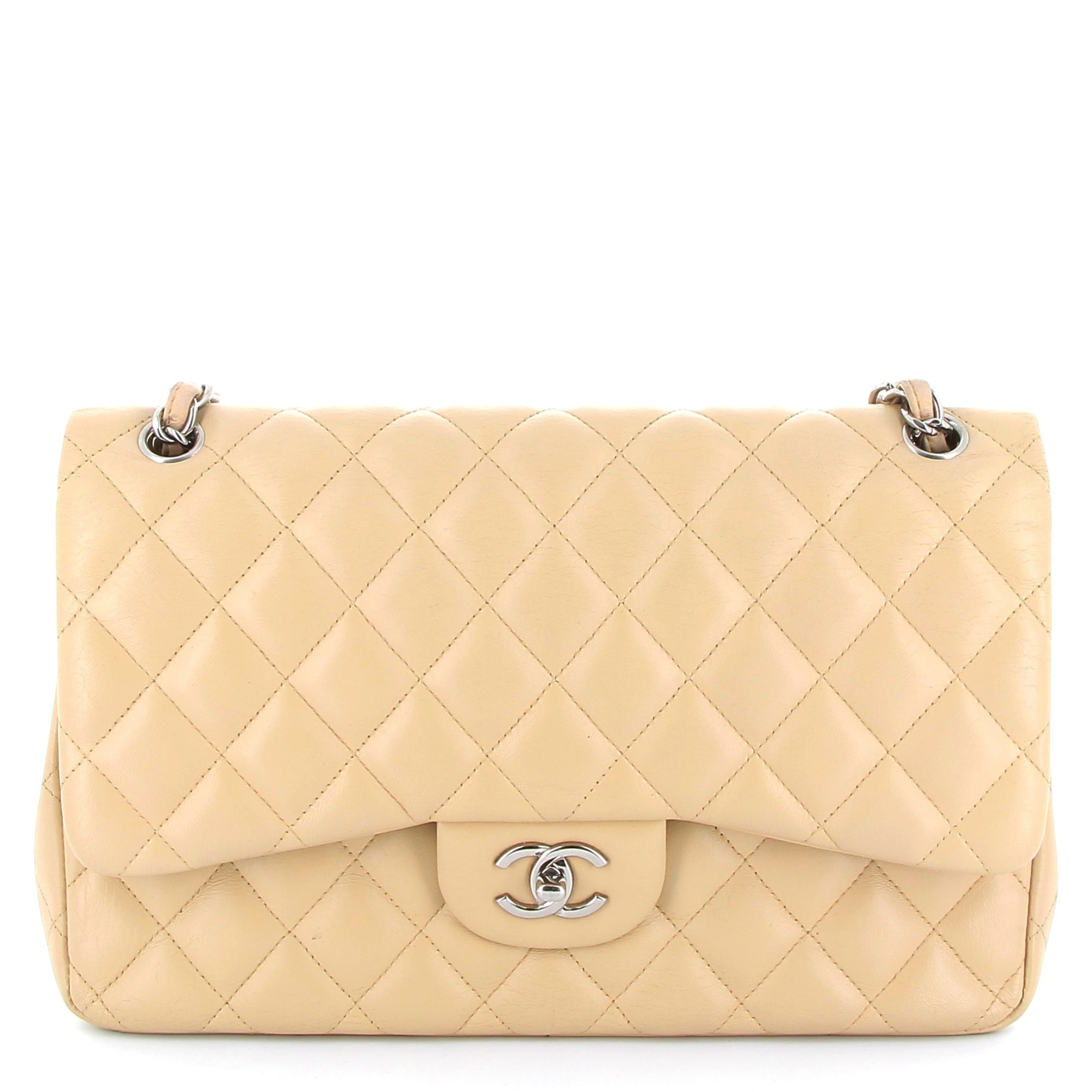 CHANEL Preowned Timeless Beige Grand Modèle Finition Argenté