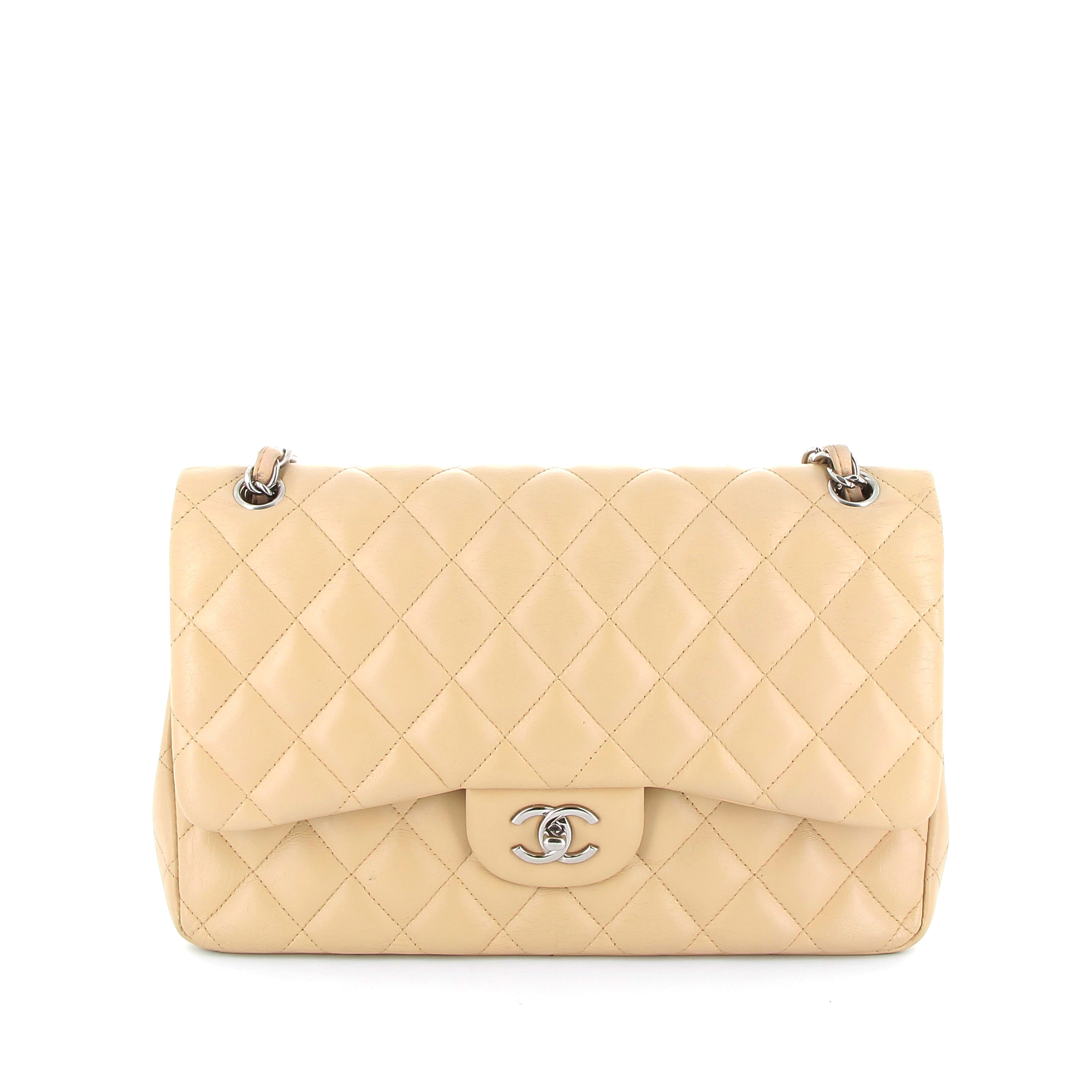 CHANEL Preowned Timeless Beige Grand Modèle Finition Argenté