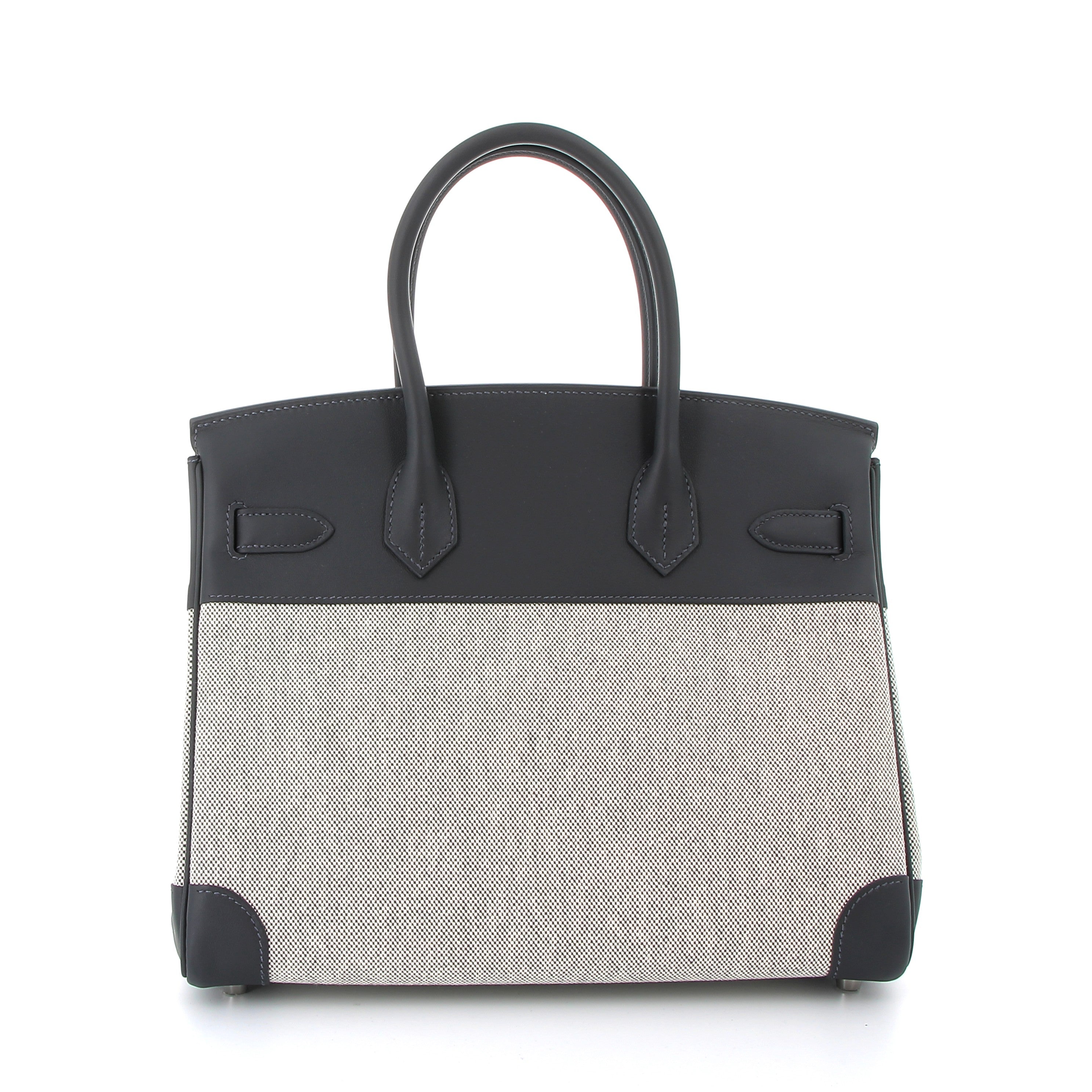 HERMES Birkin 30 Ardoise/Ecru Toile H/Swift Finition Palladié