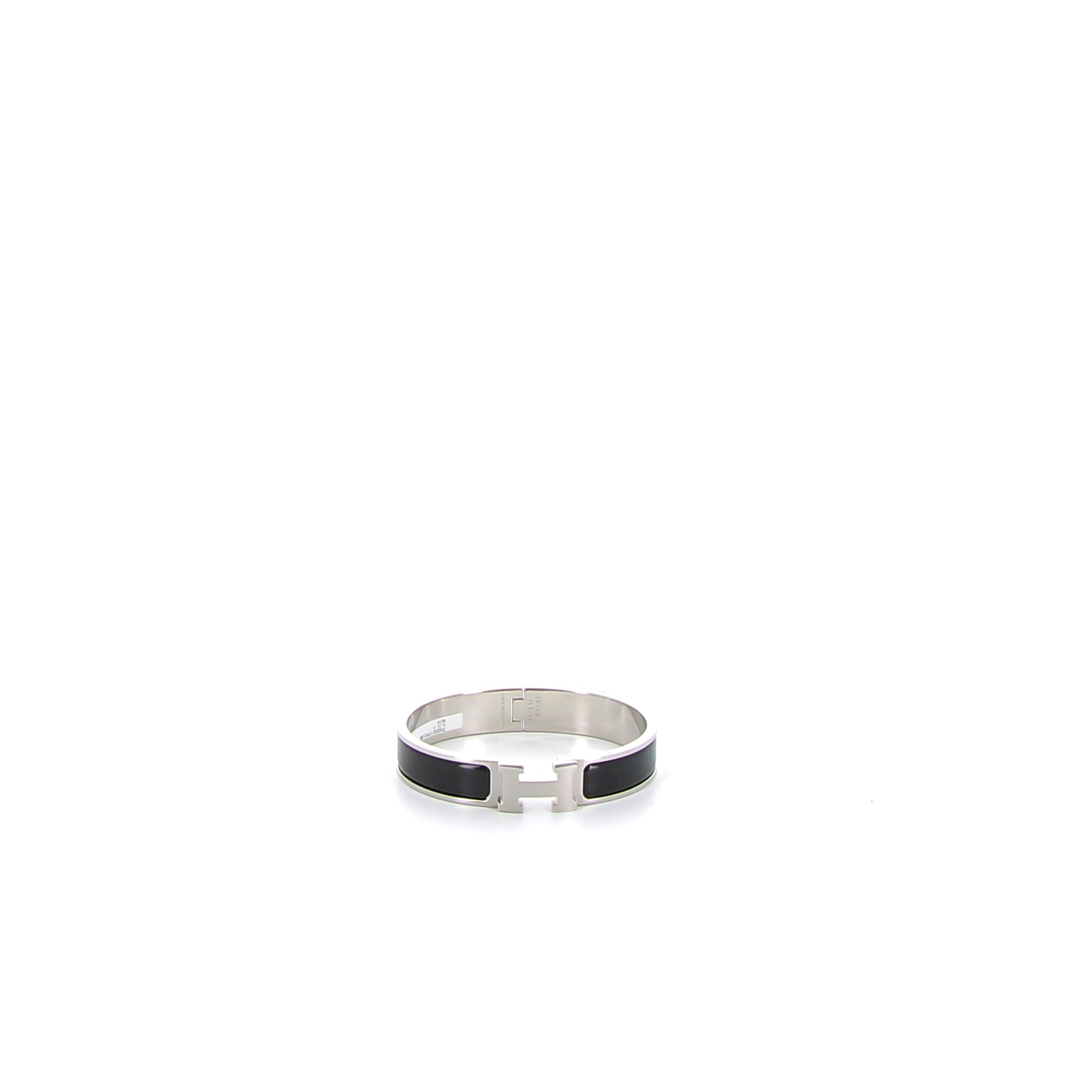 HERMES Bracelet Clic H Noir Finition Palladié