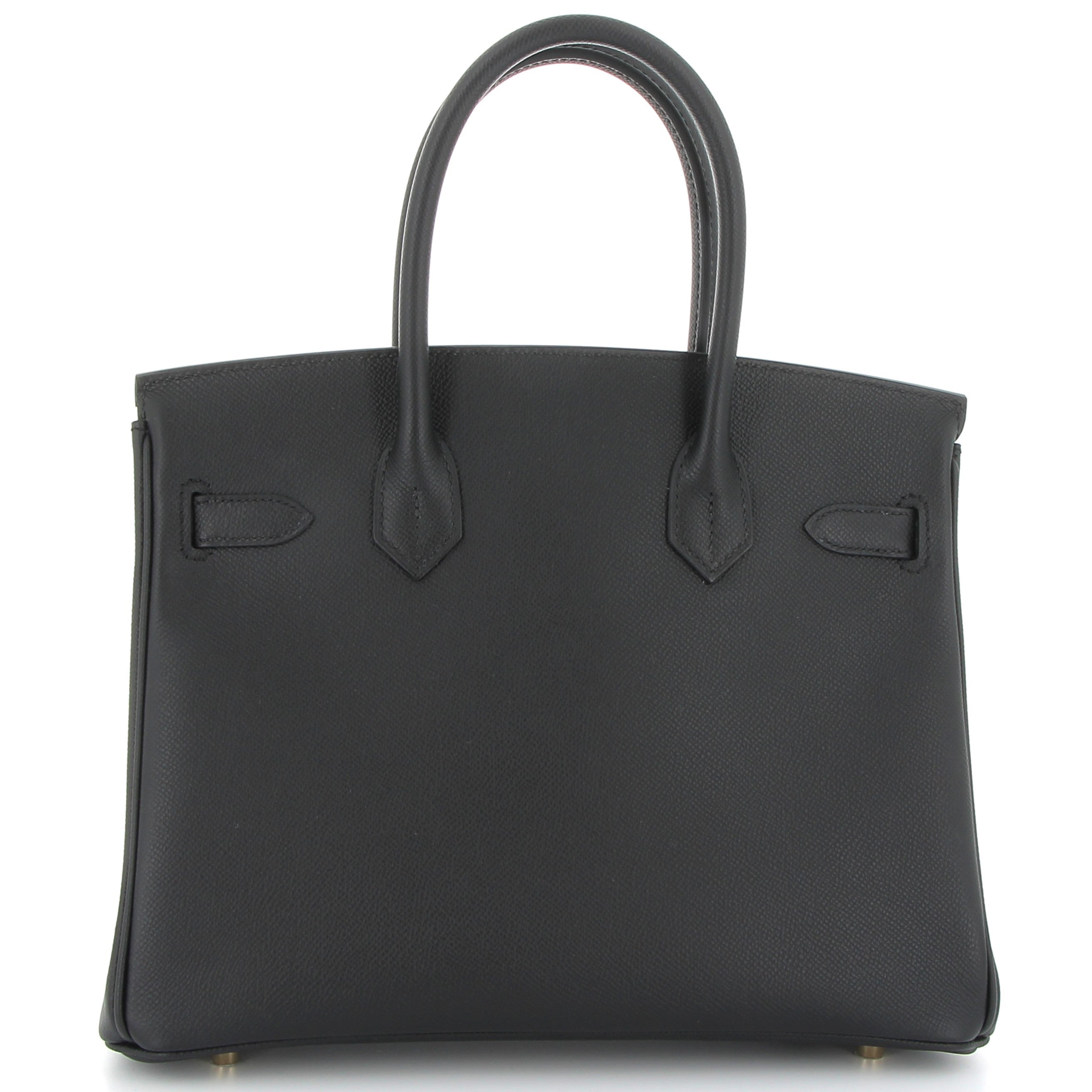 HERMES Birkin 30 Noir Cuir Epsom Finition Or Jaune