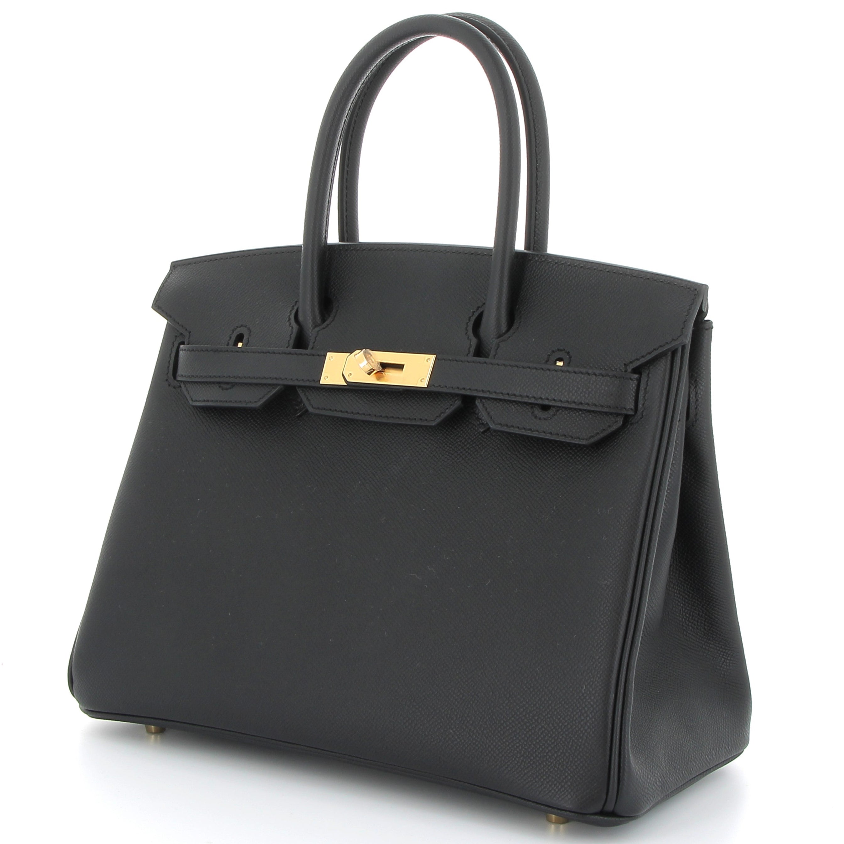 HERMES Birkin 30 Noir Cuir Epsom Finition Or Jaune