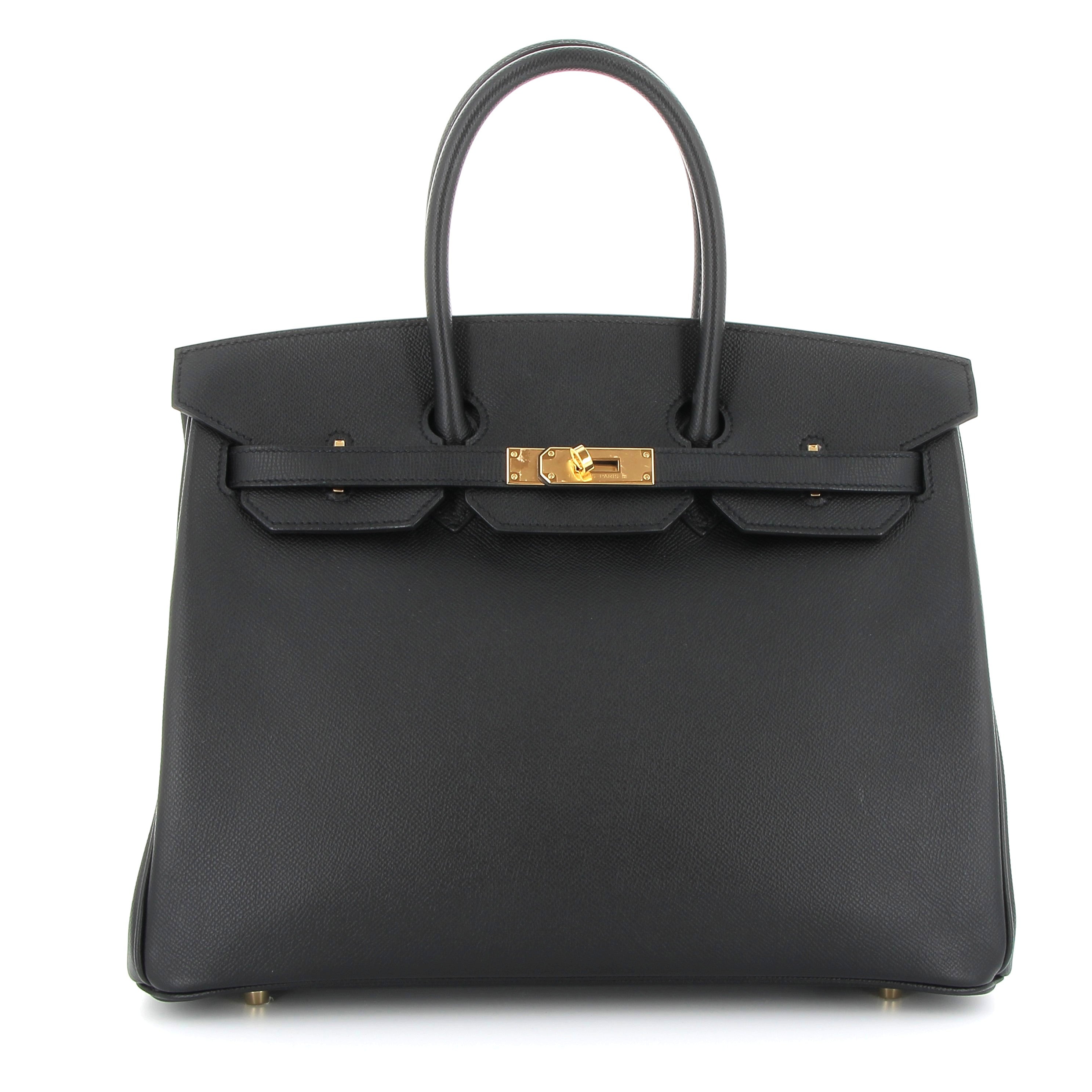 HERMES 35 Noir Togo Yellow Gold Hardware