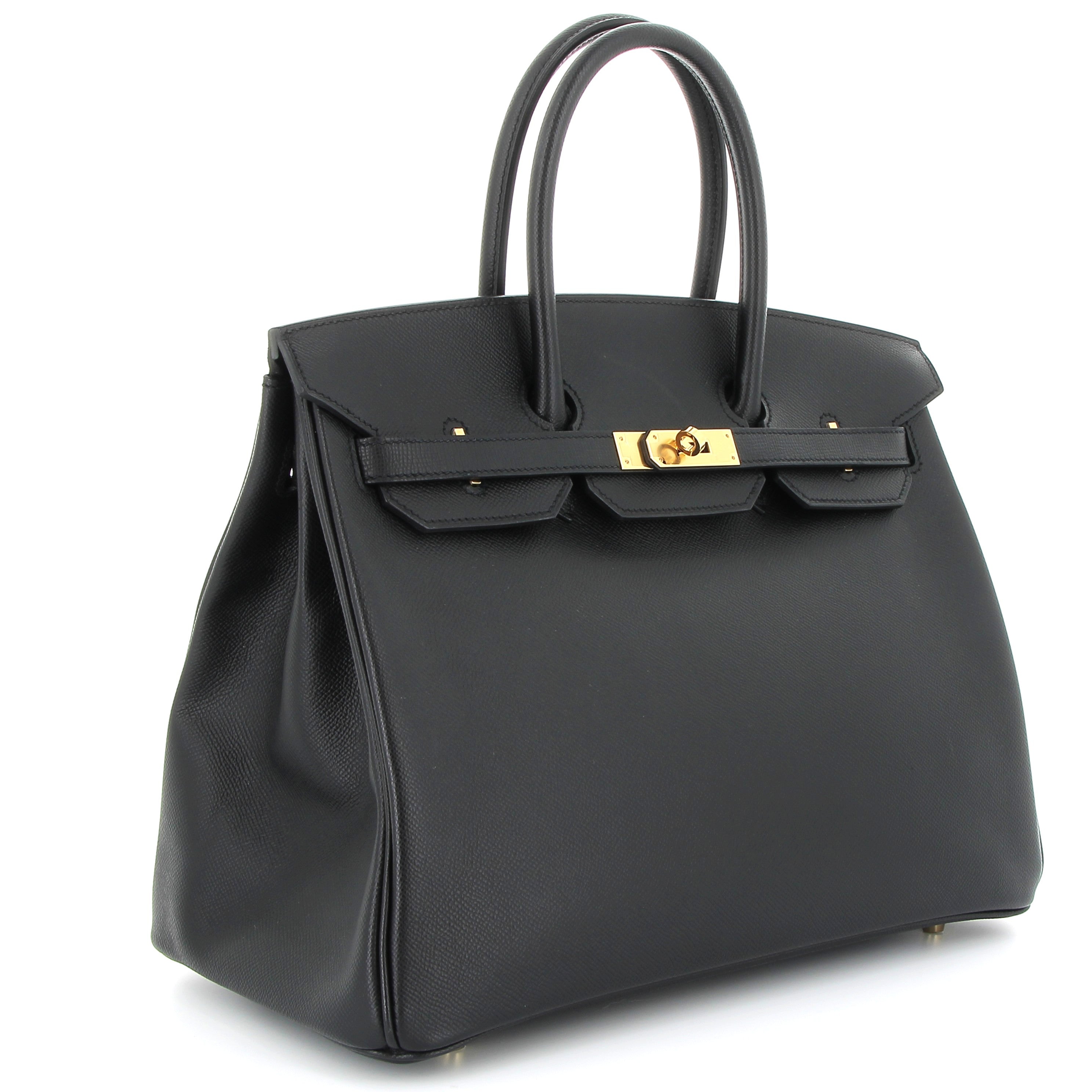 HERMES 35 Noir Togo Yellow Gold Hardware