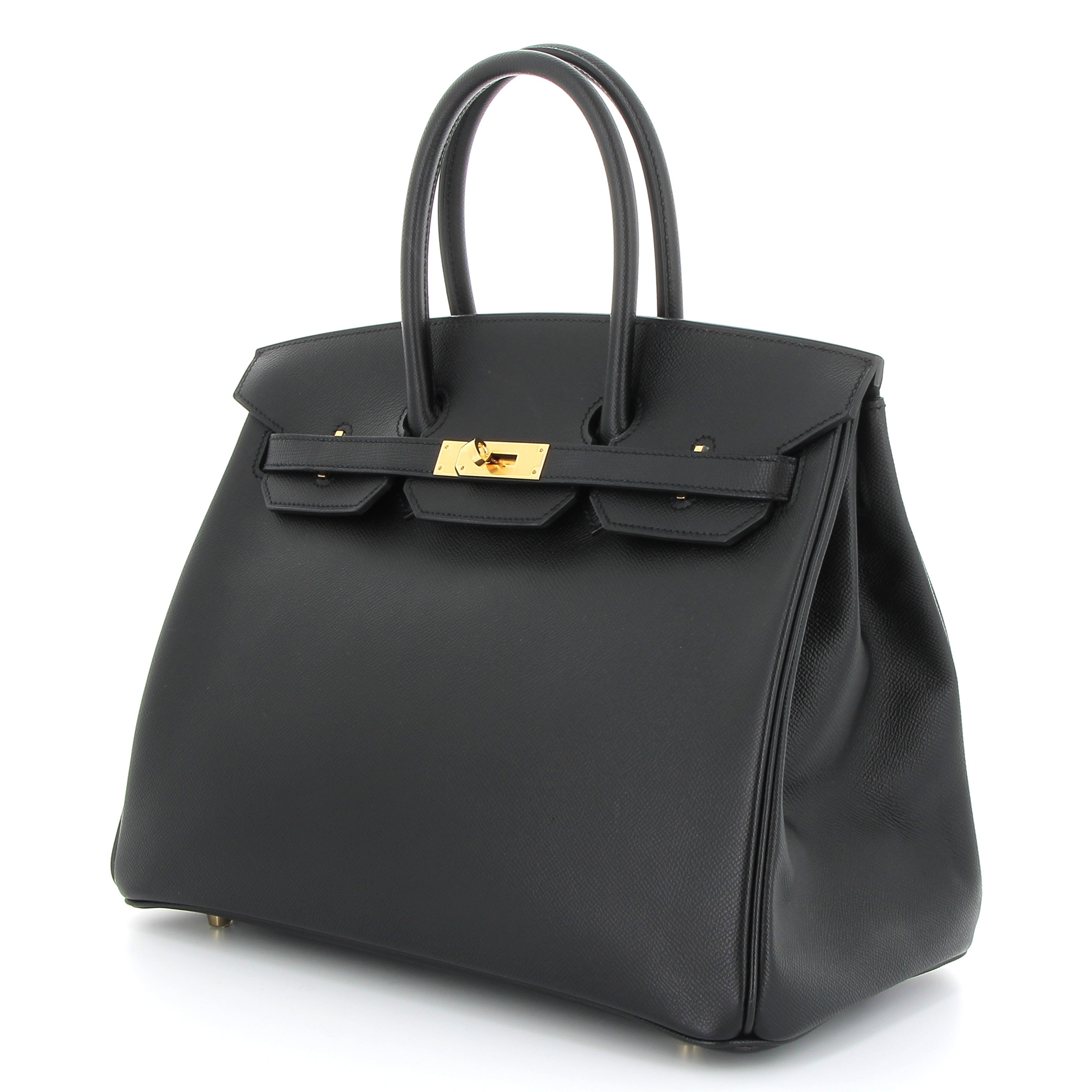 HERMES 35 Noir Togo Yellow Gold Hardware