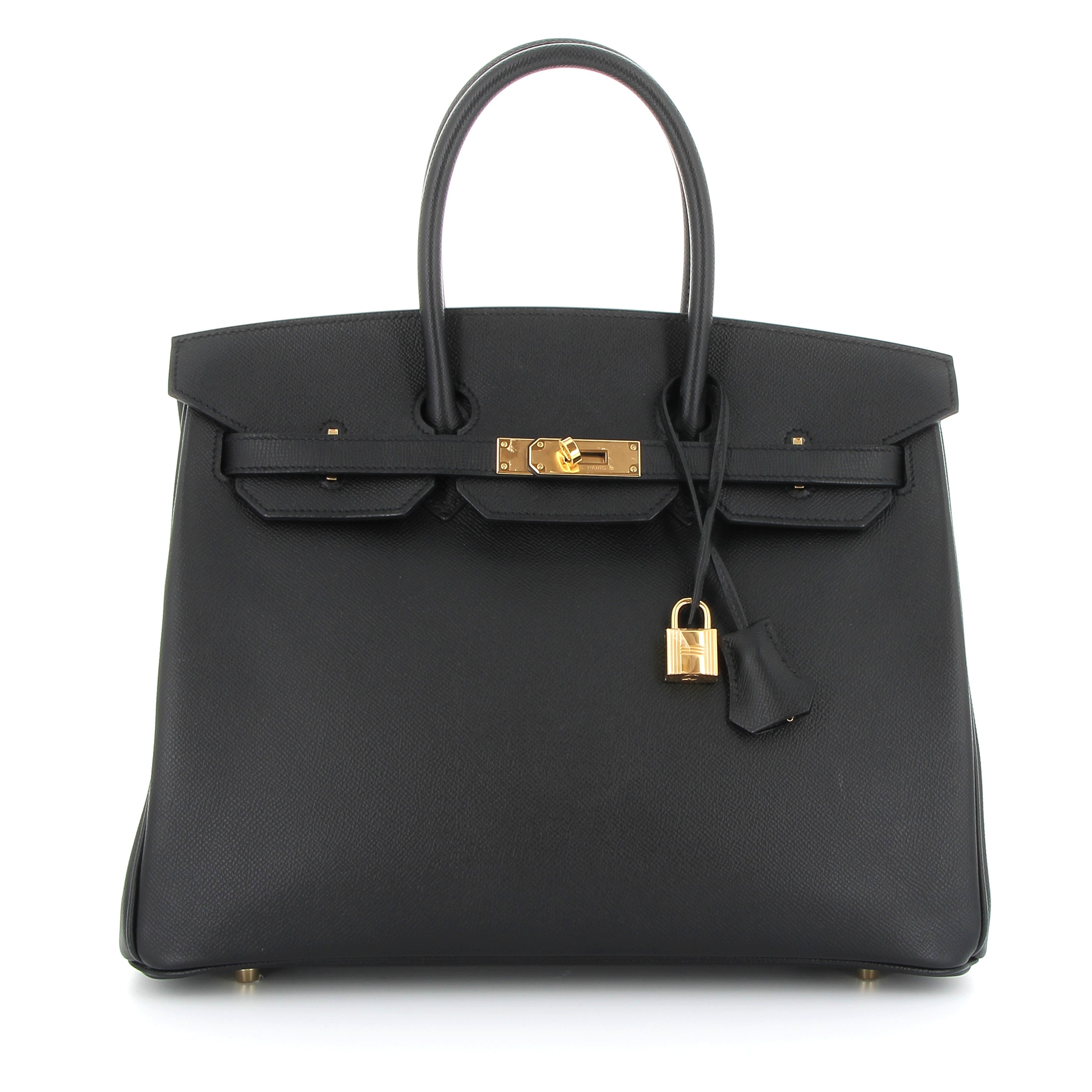 HERMES 35 Noir Togo Yellow Gold Hardware