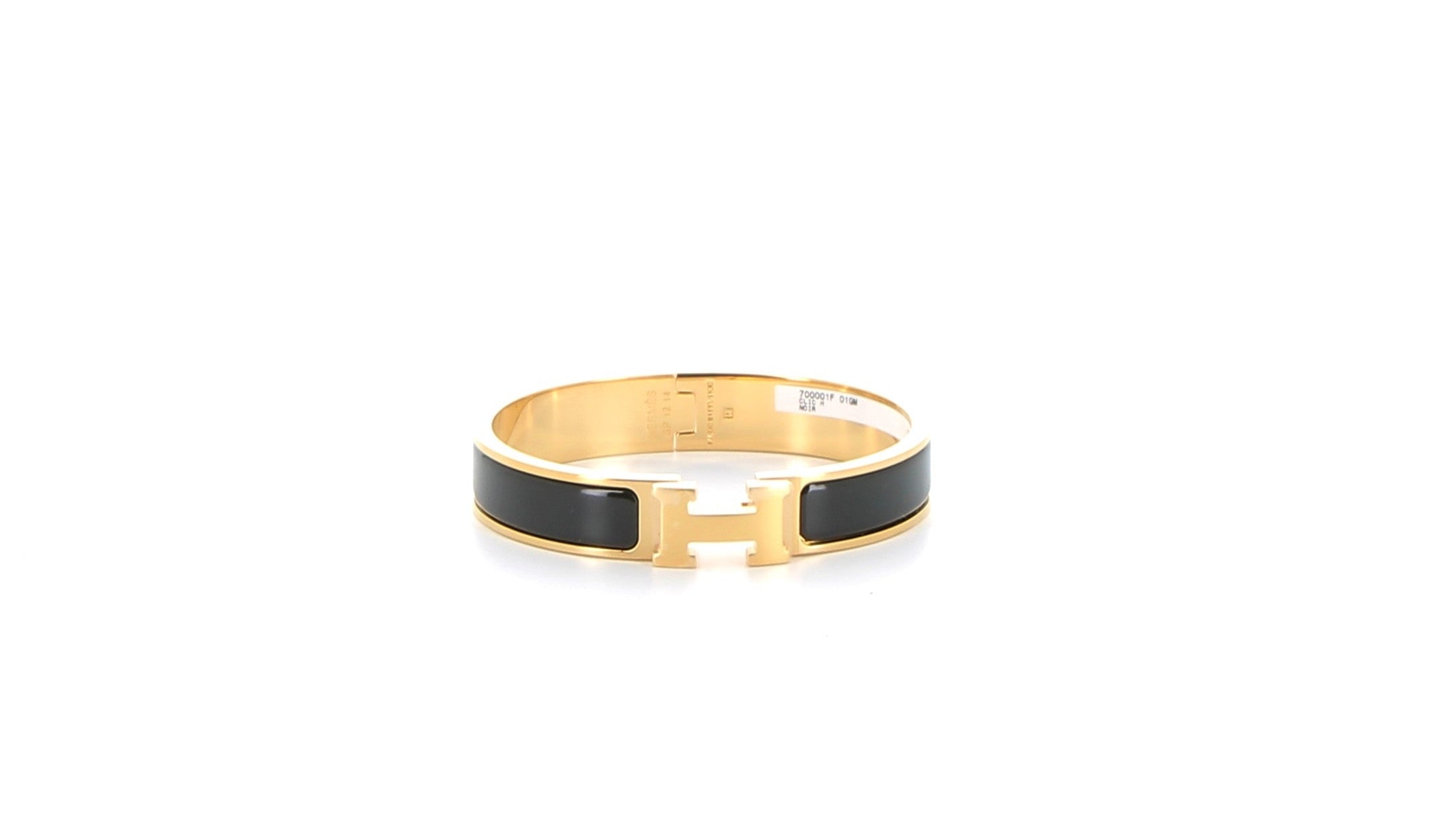 HERMES Bracelet clic H Noir Finition Dorée