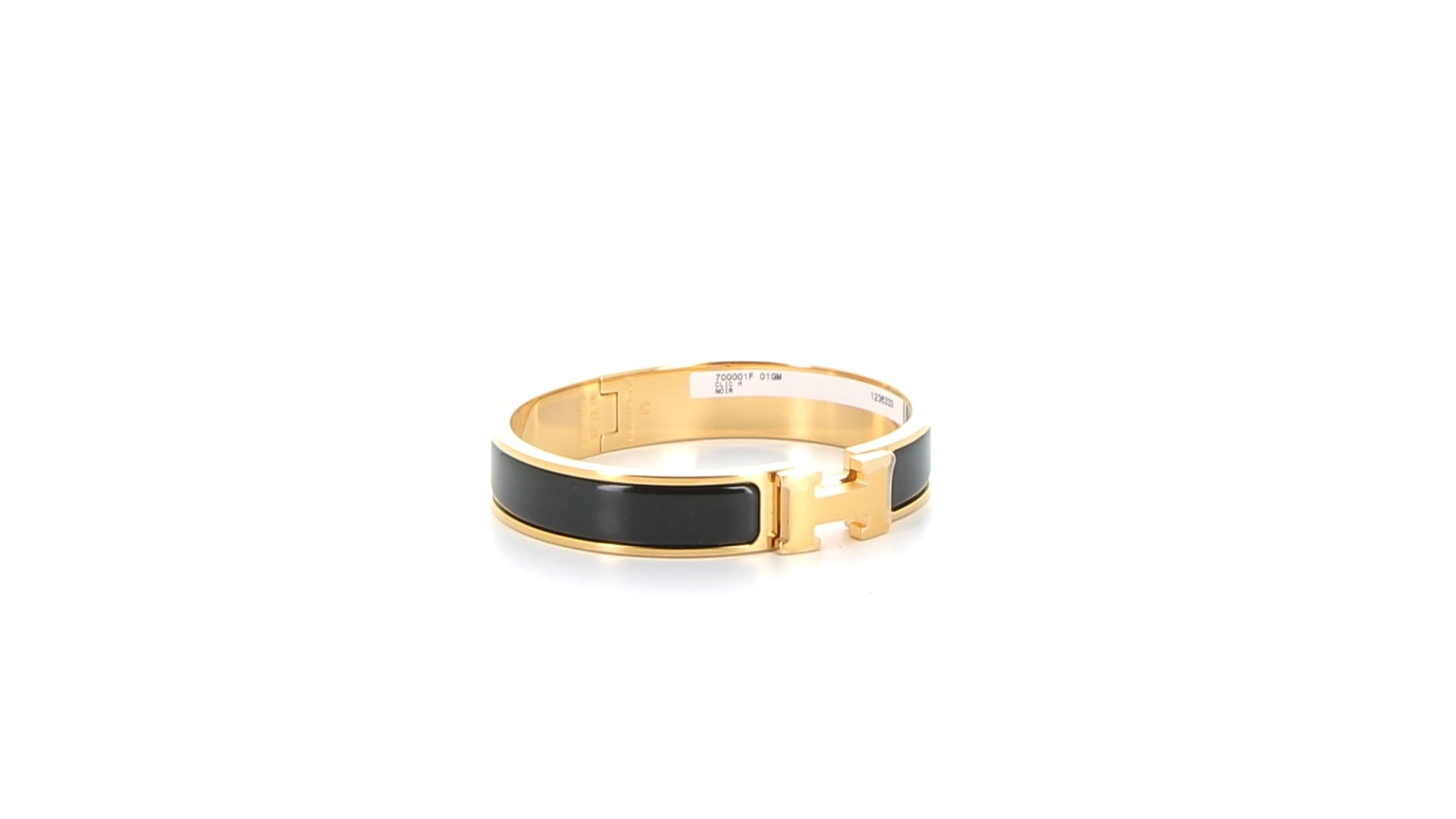 HERMES Bracelet clic H Noir Finition Dorée