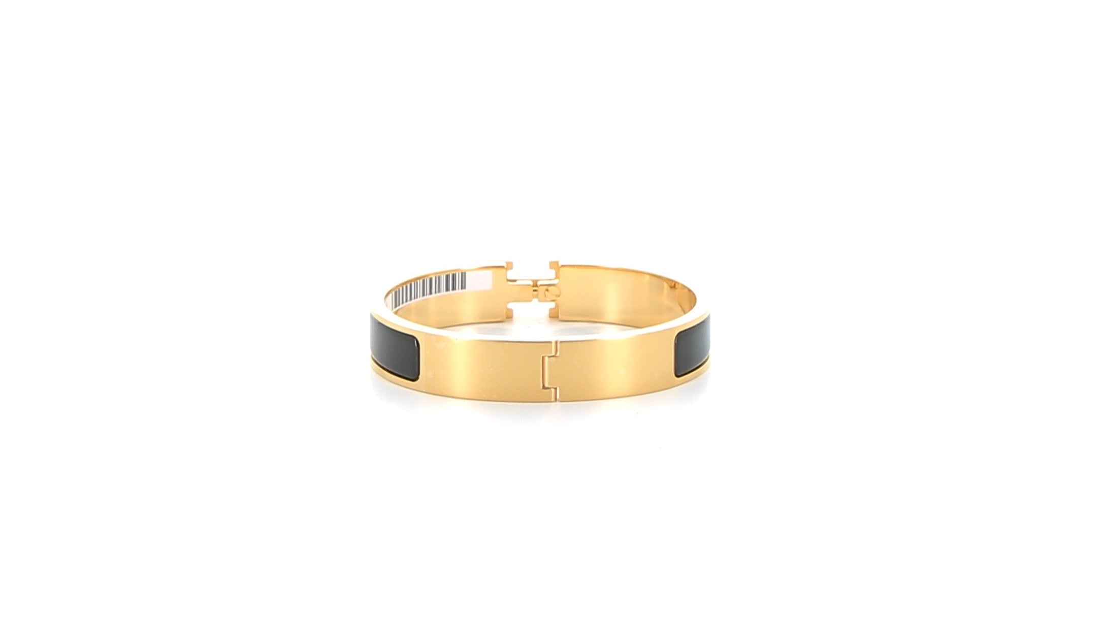 HERMES Bracelet clic H Noir Finition Dorée