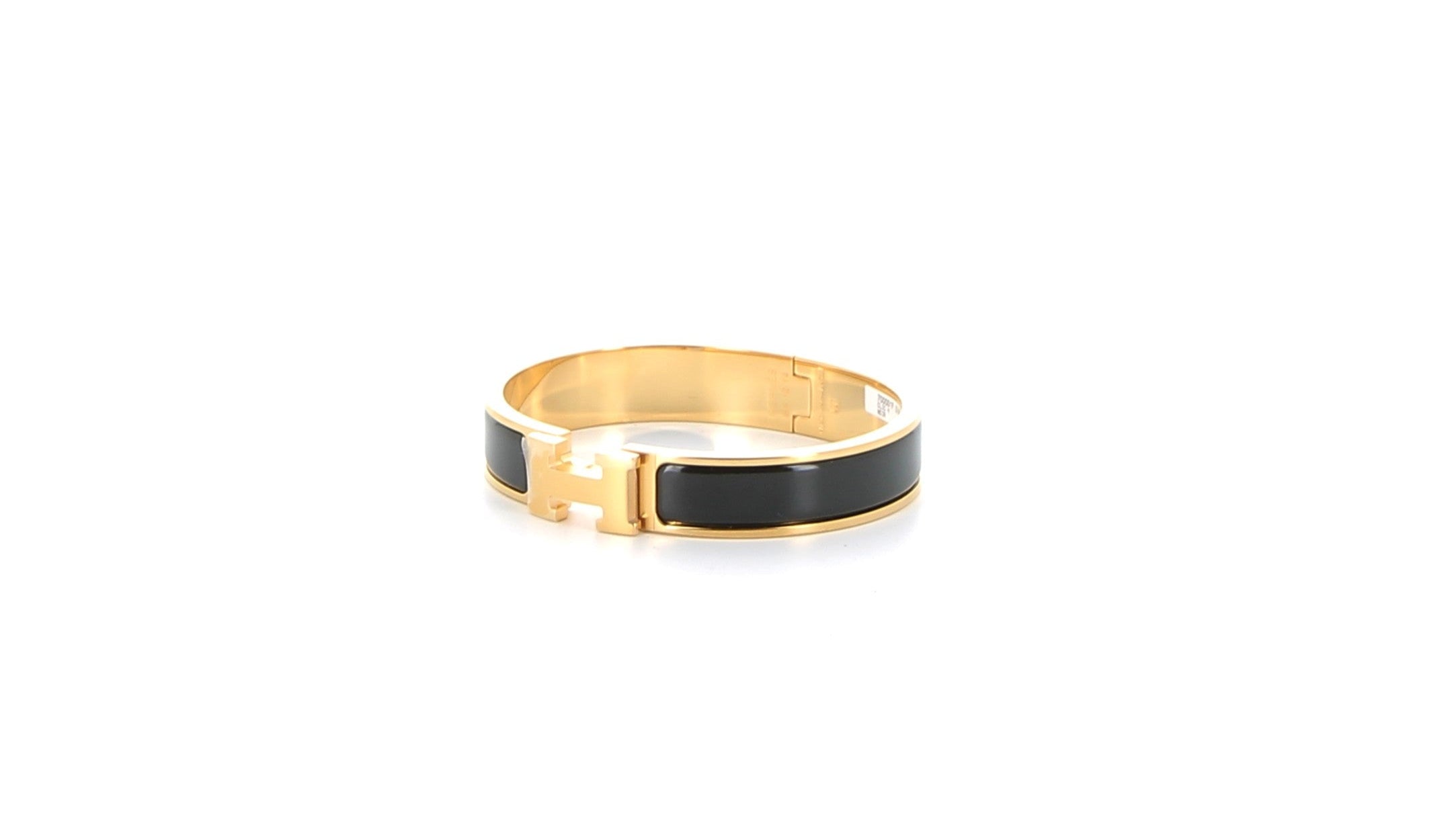 HERMES Bracelet clic H Noir Finition Dorée