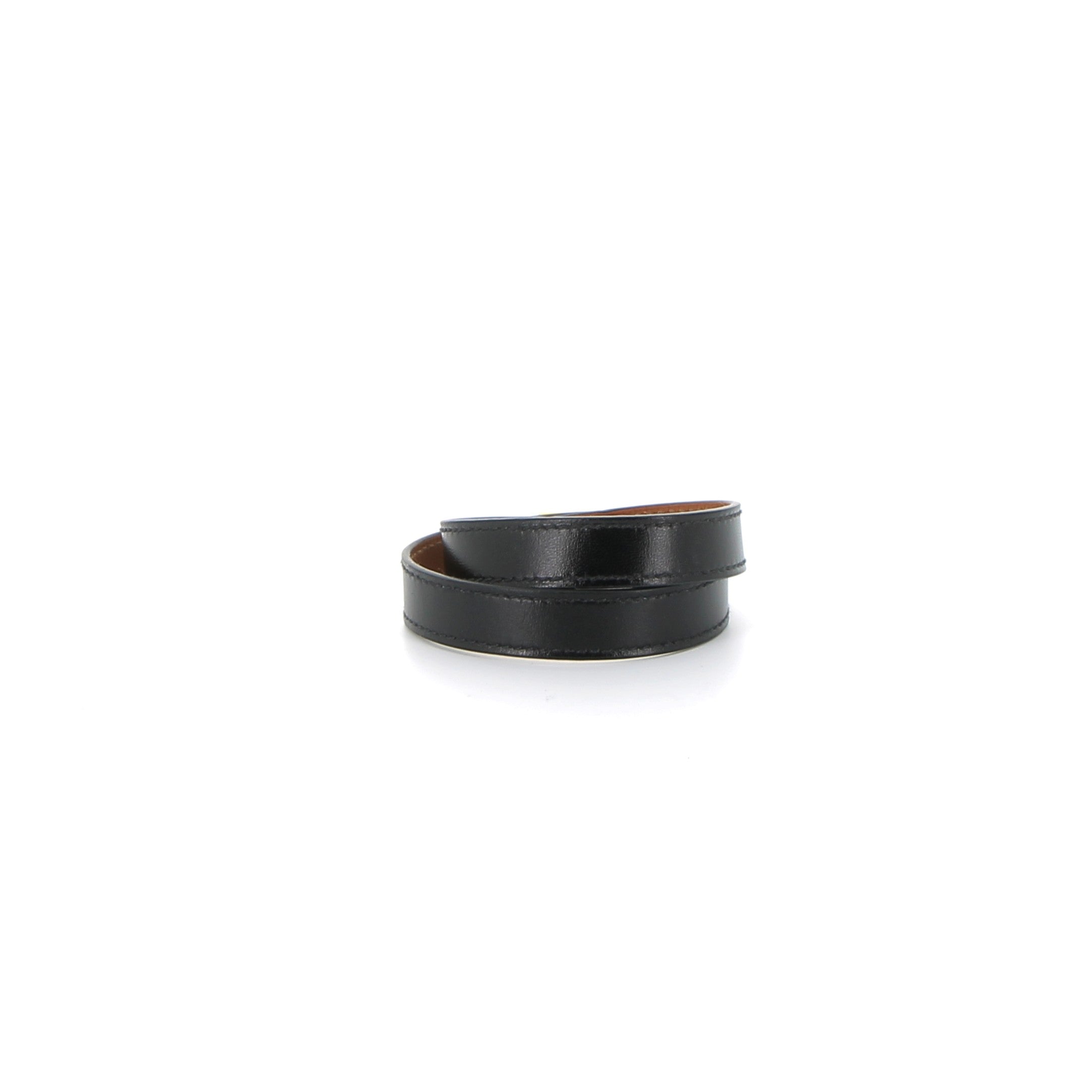Bracelet Hermès double tour noir finition or