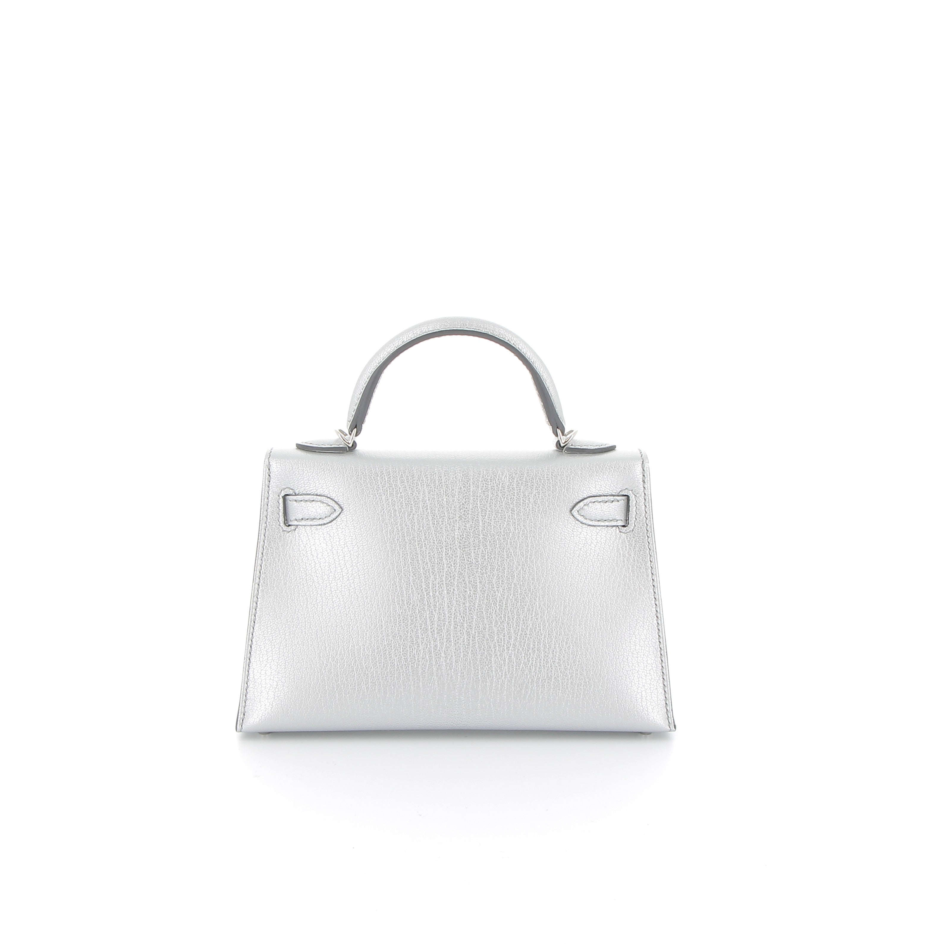 HERMÈS Kelly 20 Sellier Silver Goat Chamkilight