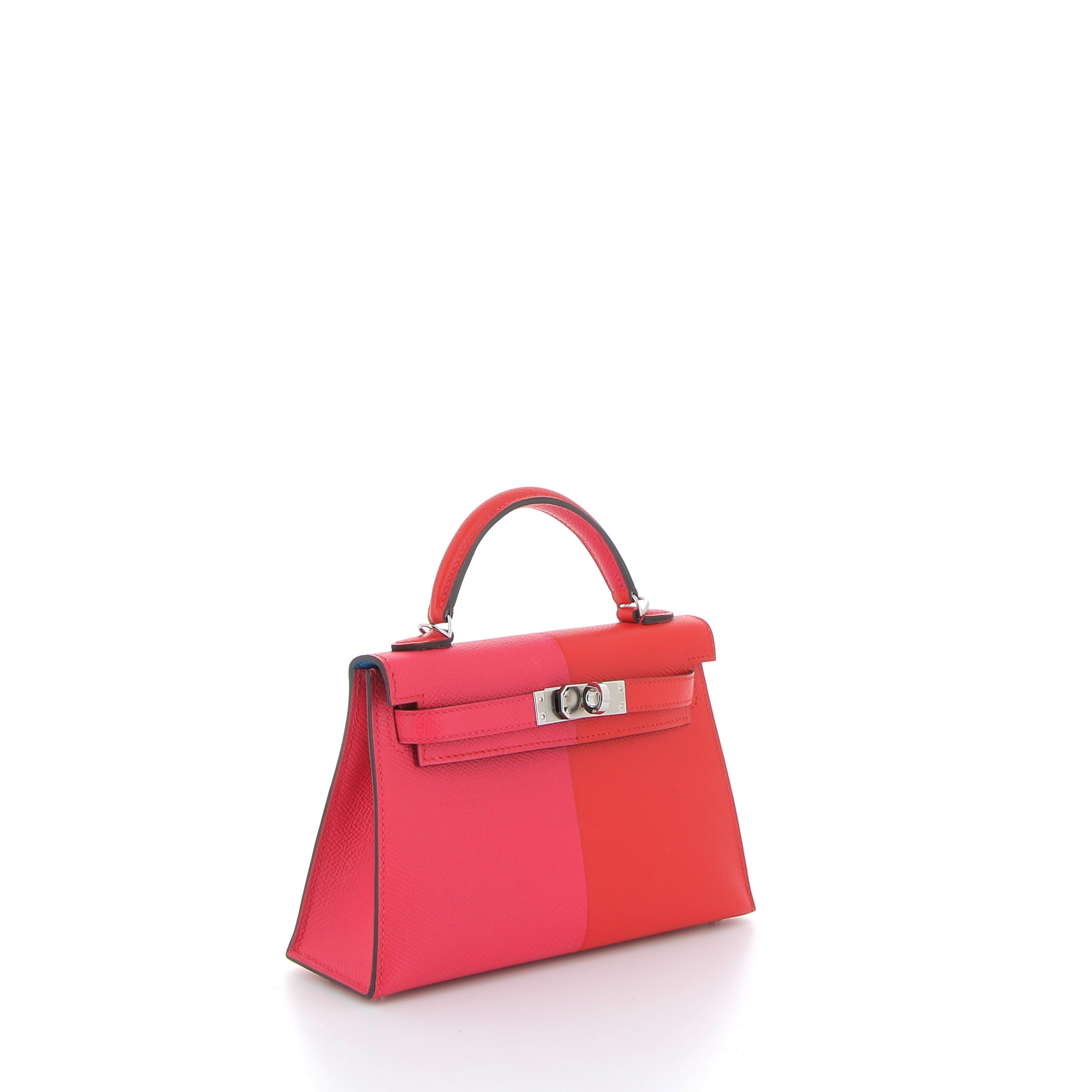 HERMÈS Kelly 20 Epsom Rose Extreme / Rouge de Coeur / Blue Zanzibar