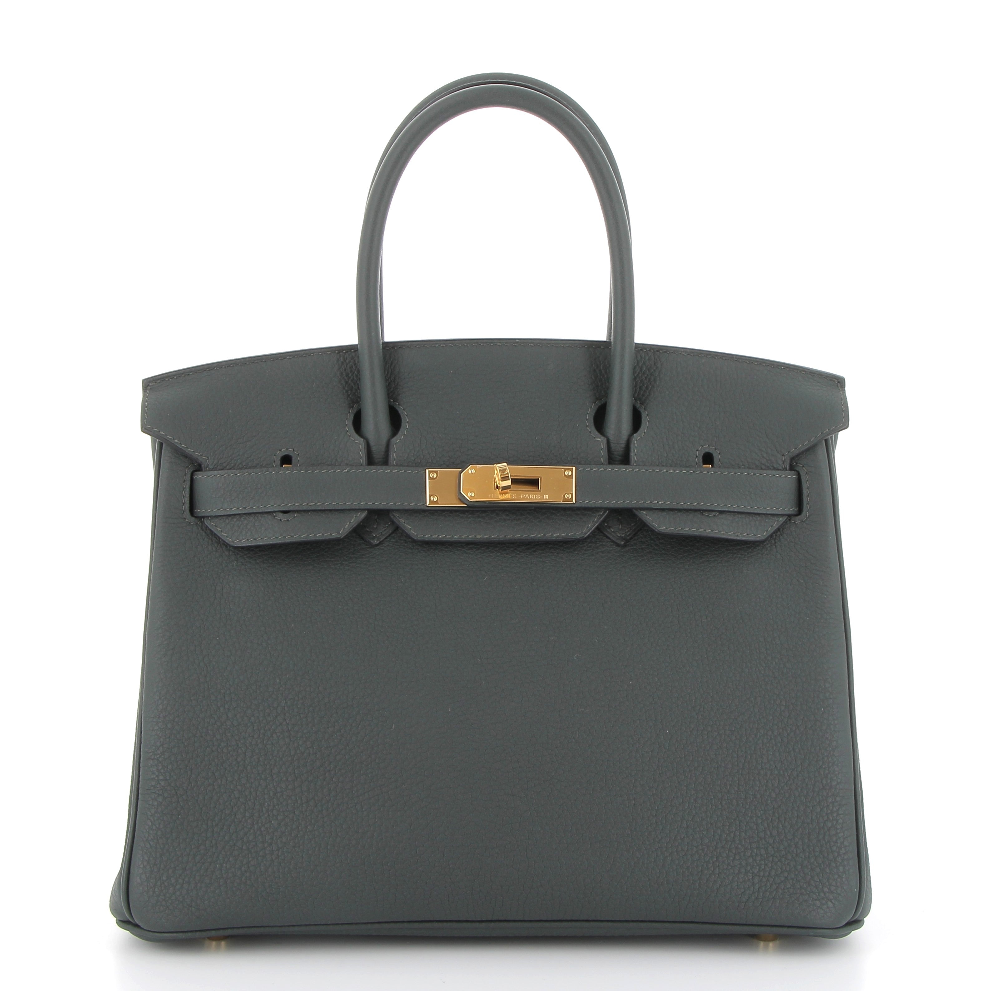 HERMÈS Birkin 30 Dark Green Togo Yellow Gold Finish