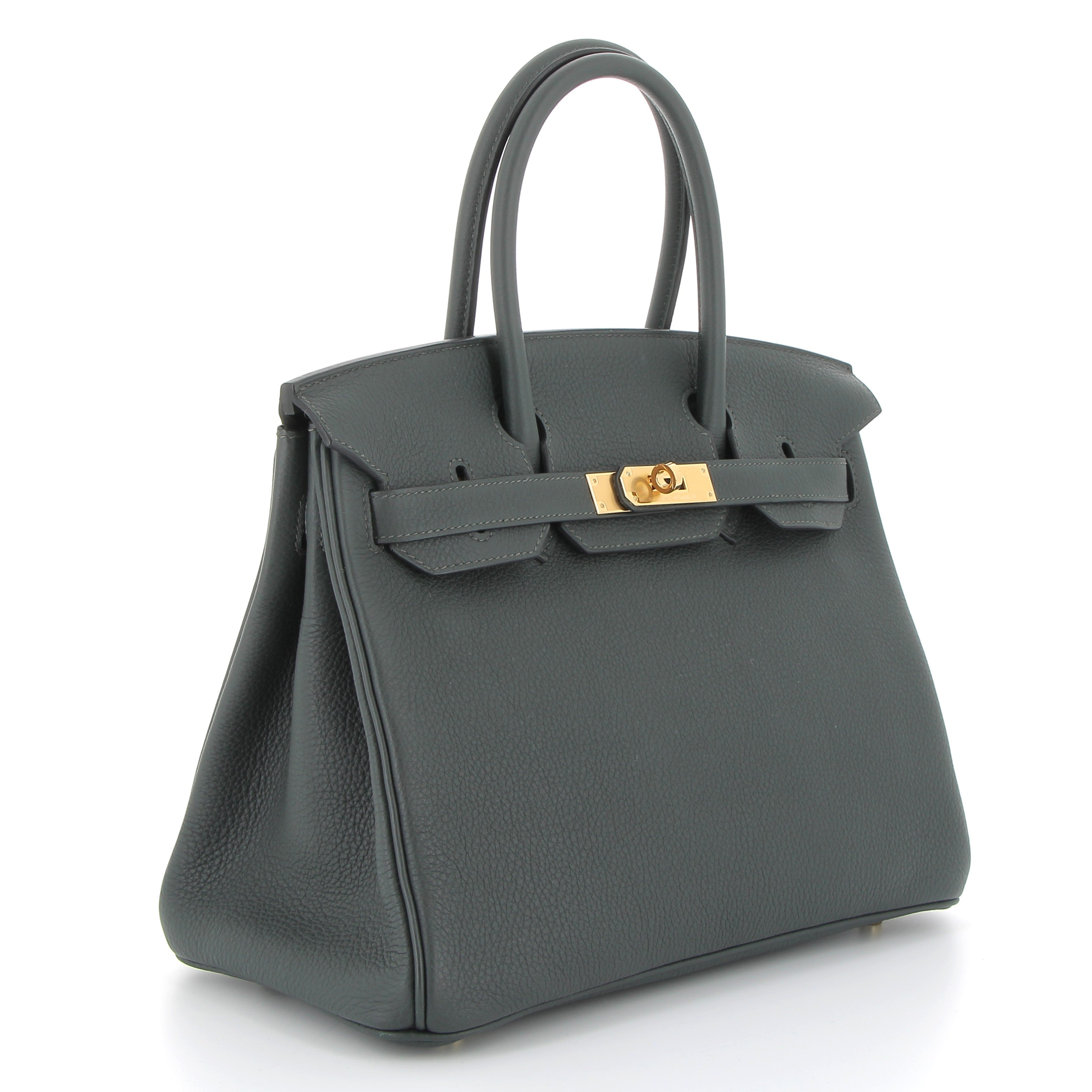 HERMÈS Birkin 30 Dark Green Togo Yellow Gold Finish