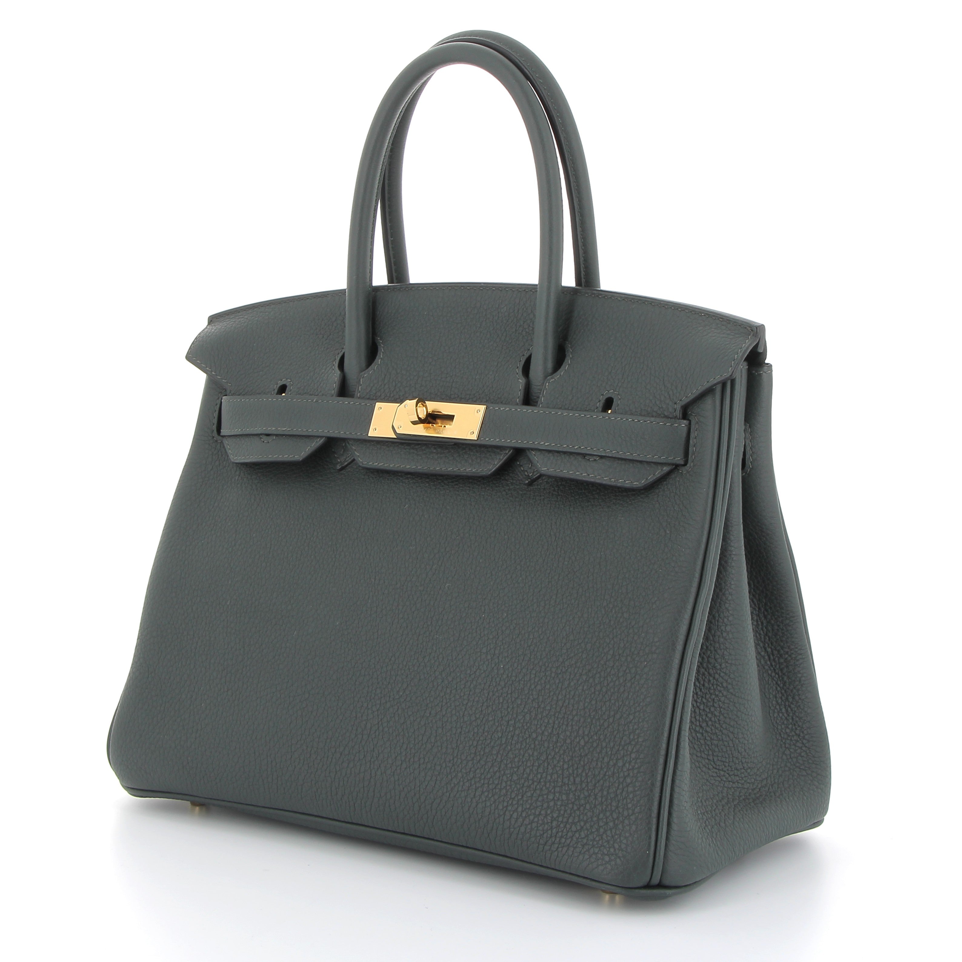 HERMÈS Birkin 30 Dark Green Togo Yellow Gold Finish