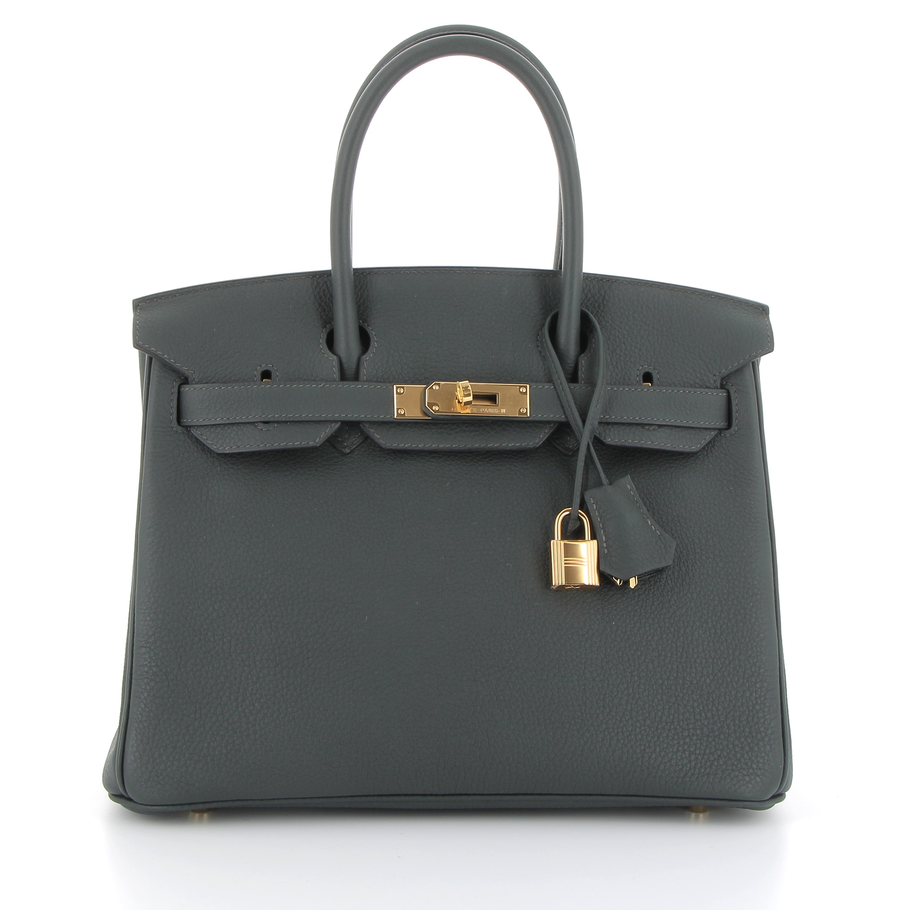 HERMÈS Birkin 30 Dark Green Togo Yellow Gold Finish