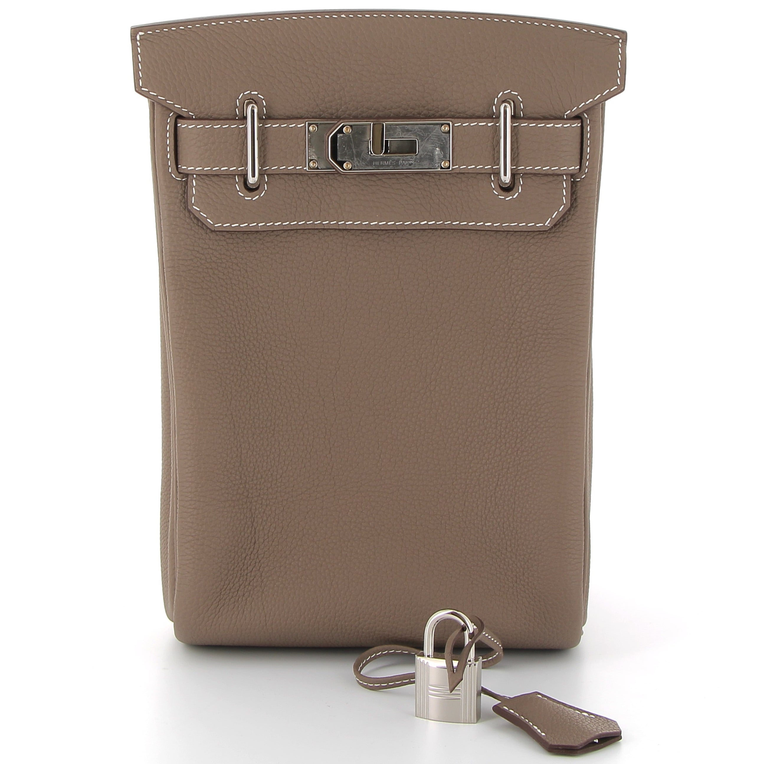 HERMES Hac à Dos Etoupe Cuir Togo Finition Palladié