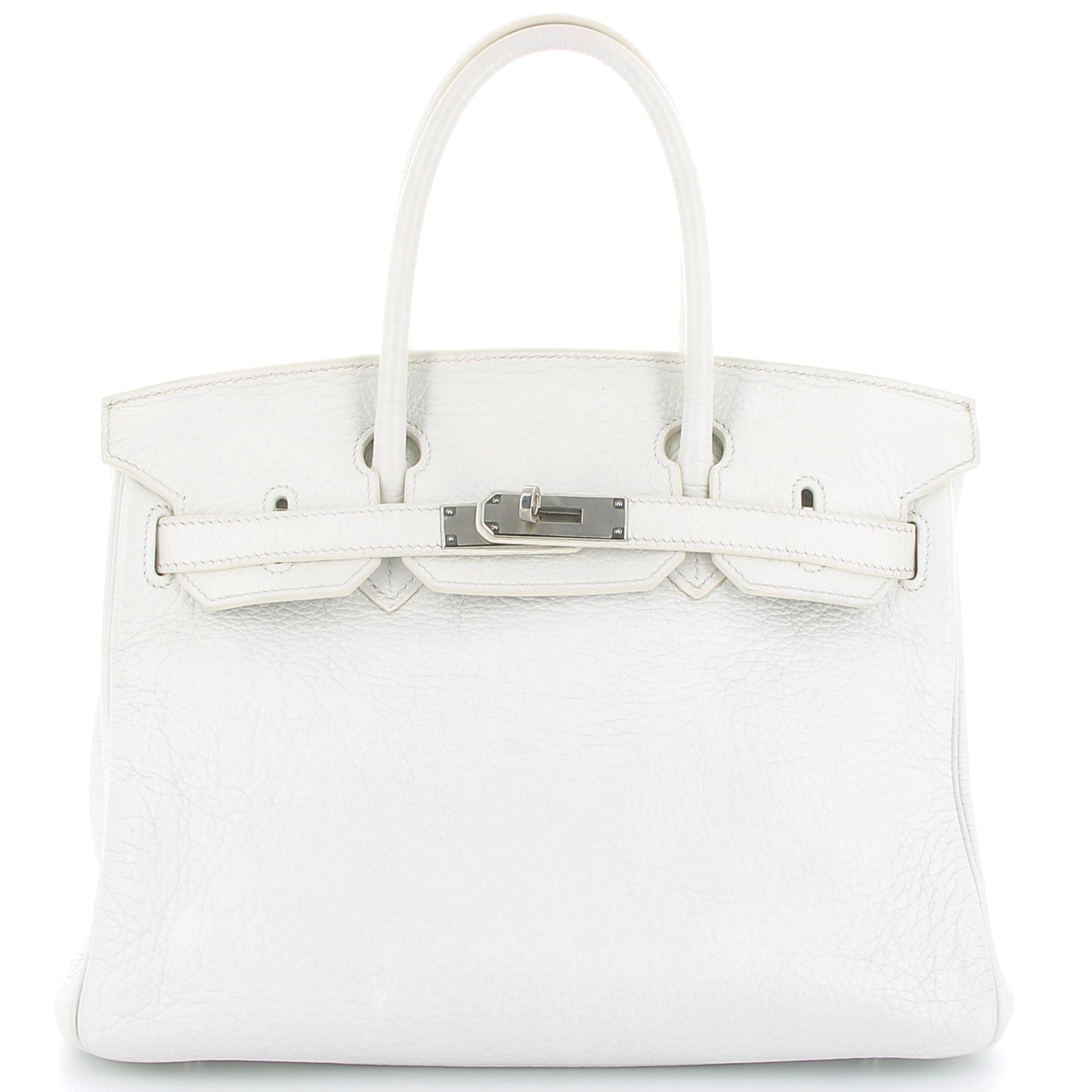 HERMÈS Birkin 30 Blanc Taurillon Clemence Finition Palladié